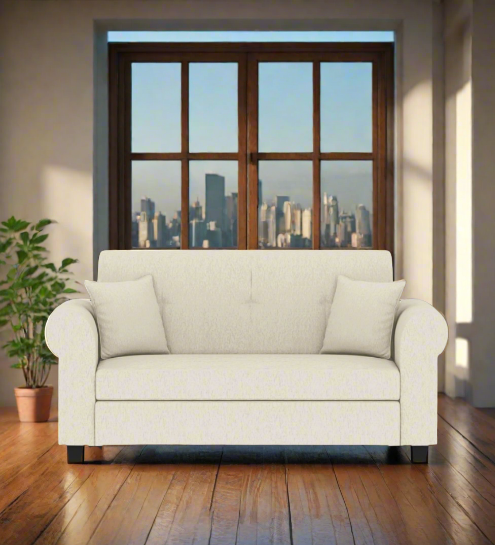 Derado Fabric 2 Seater Sofa In Ivory Cream Colour - Febonic Living