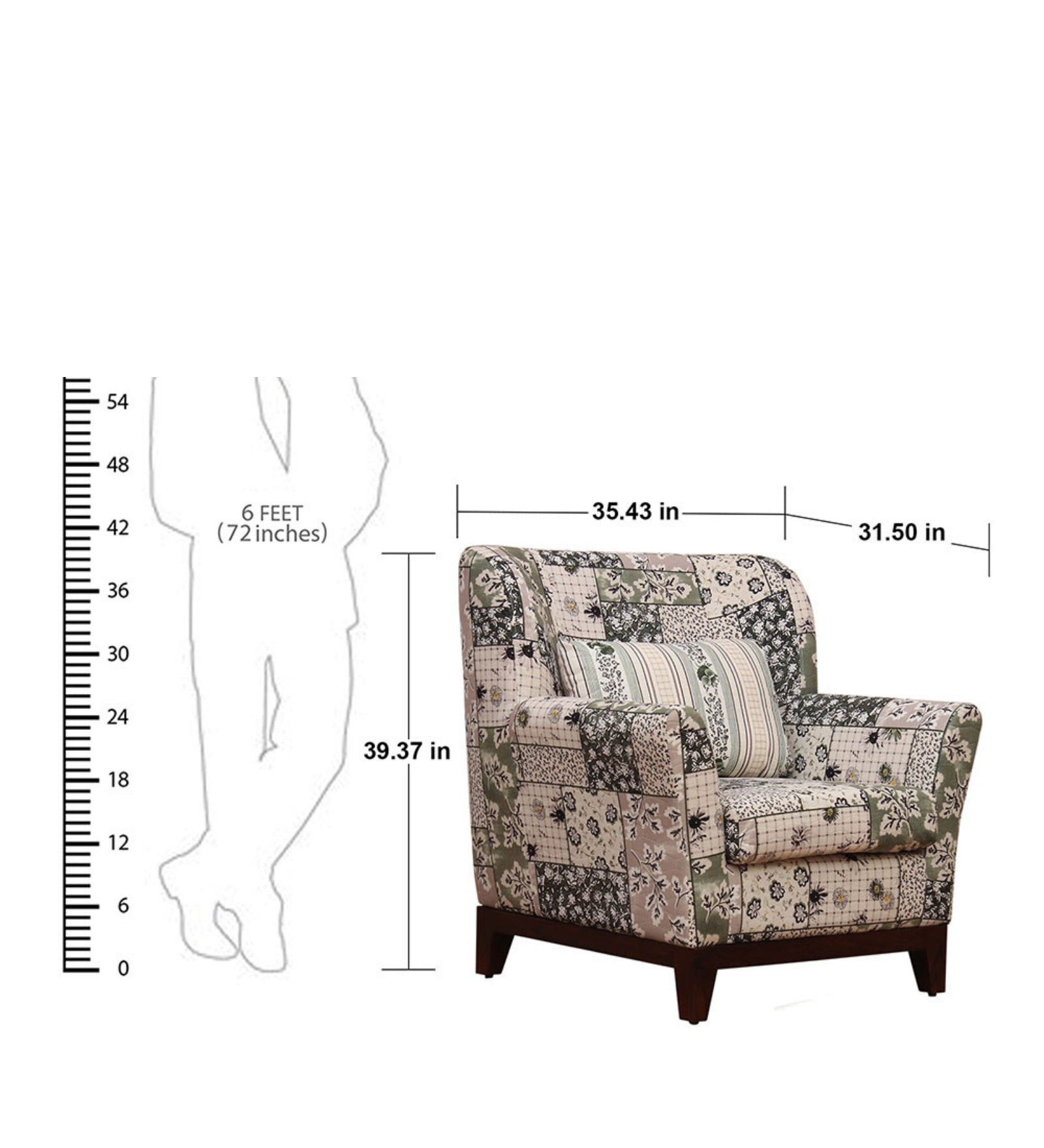 Bolton Floral Print Fabric Arm Chair in Multi Colour - Febonic Living