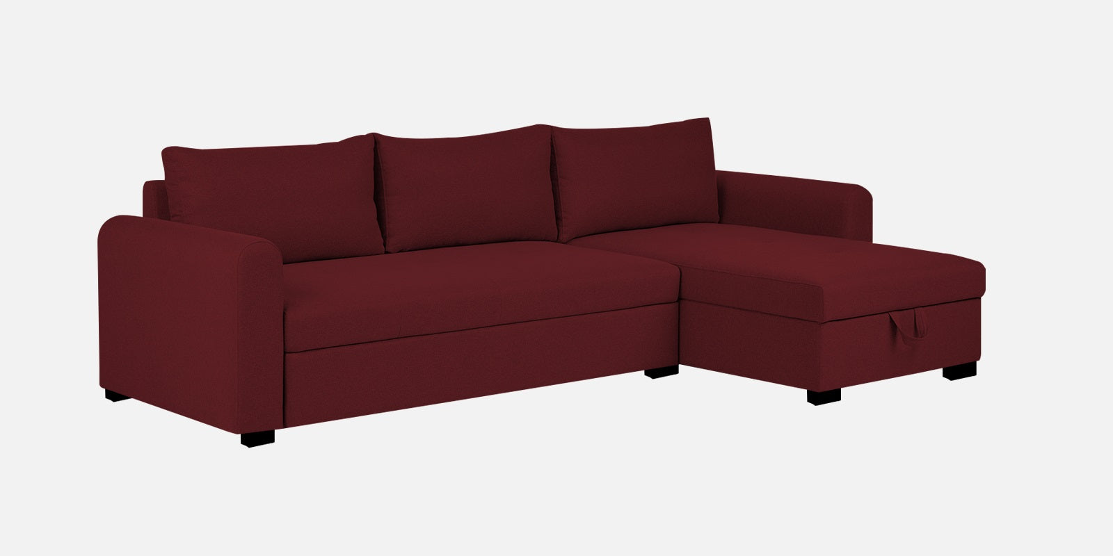 Sigma Fabric LHS Sectional Sofa (3+Lounger) In Blood Maroon Colour - Febonic Living