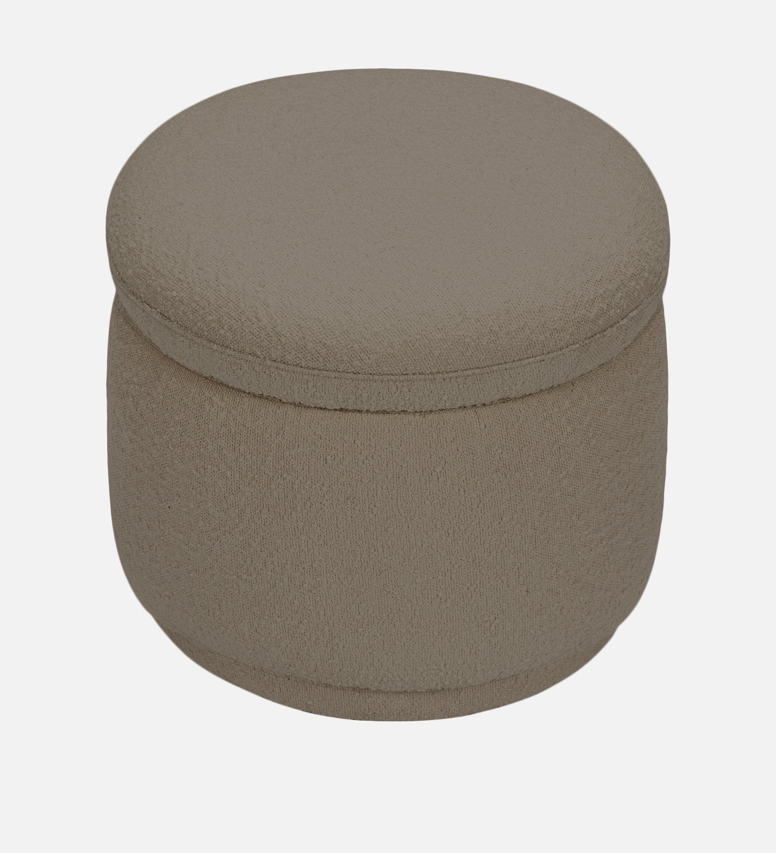 Noki Boucle Fabric Ottoman In Cement Beige Colour With Storage - Febonic Living