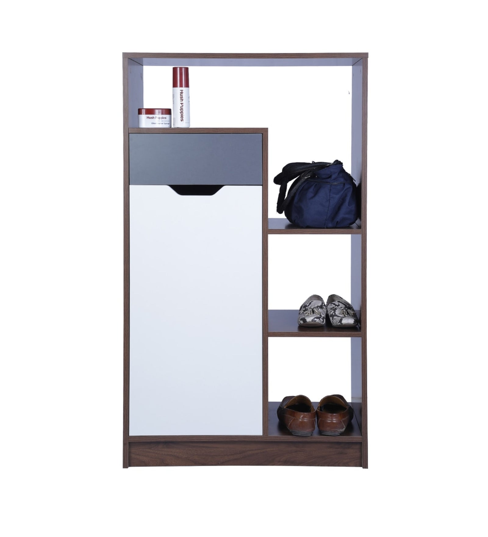 Elira Shoe Rack In Dark And Frosty White Finish - Febonic Living