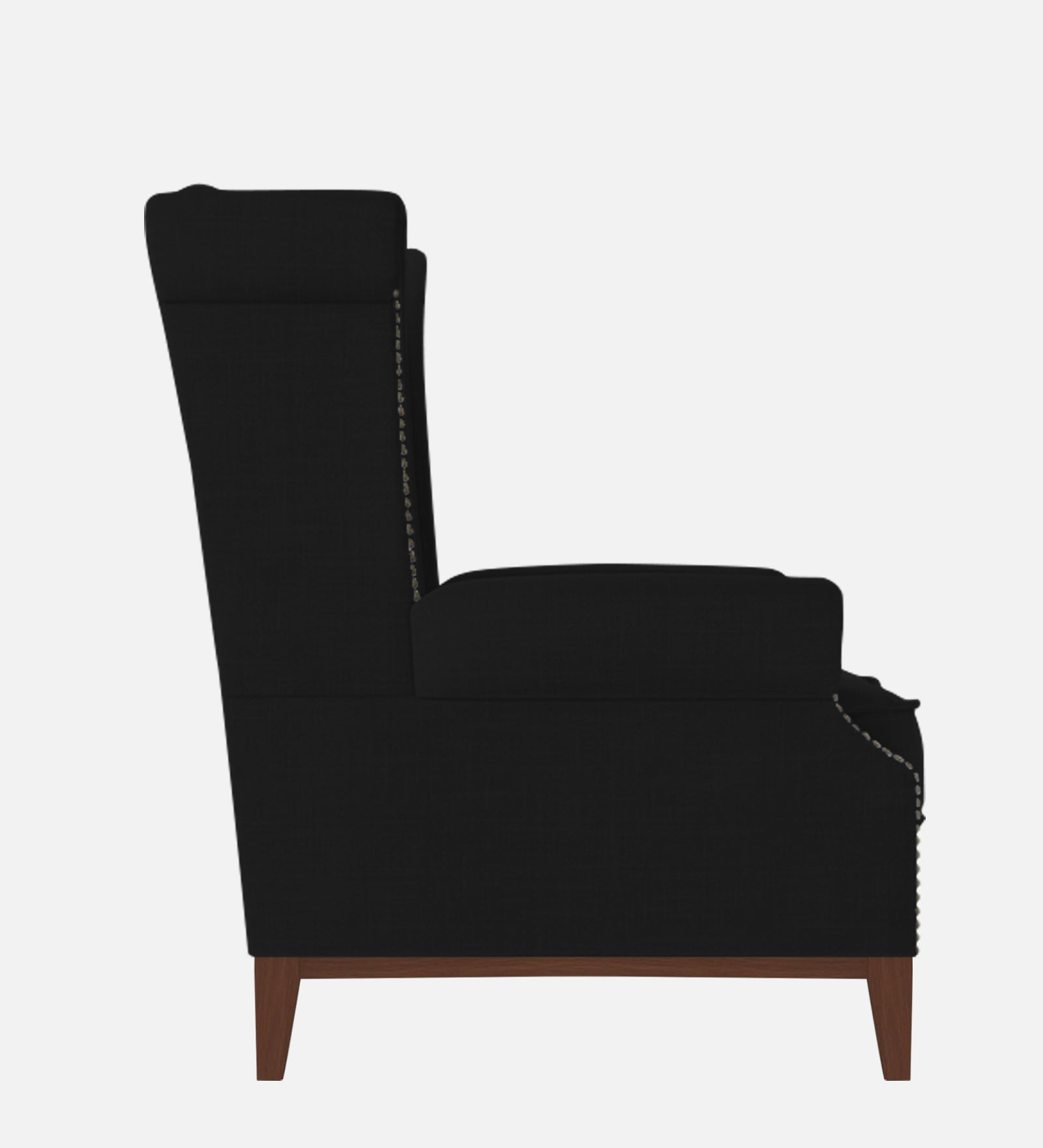 Nory Fabric Wing Chair In Zed Black Colour - Febonic Living