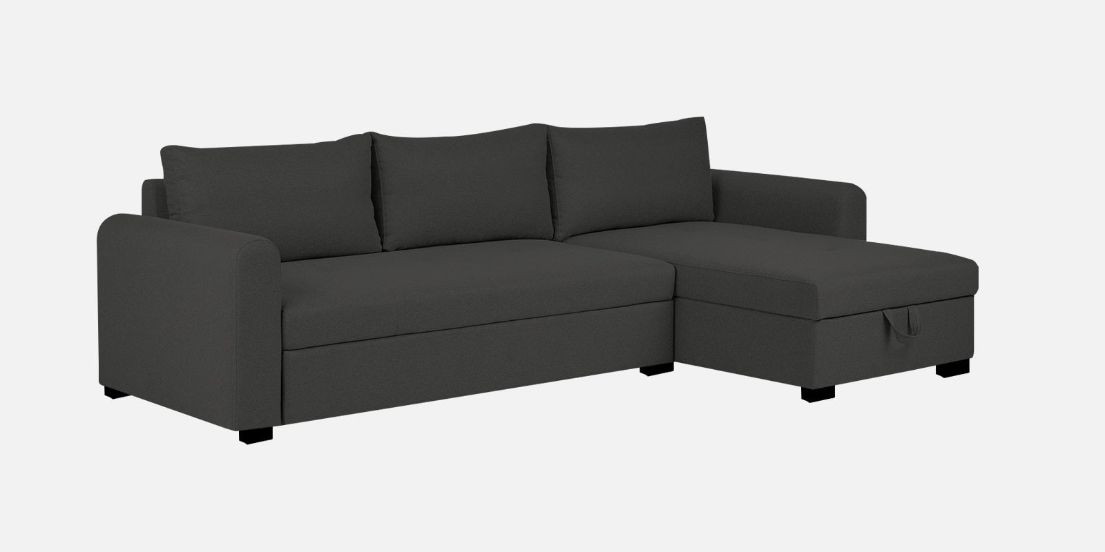 Sigma Fabric LHS Sectional Sofa (3+Lounger) In Charcoal Grey Colour - Febonic Living
