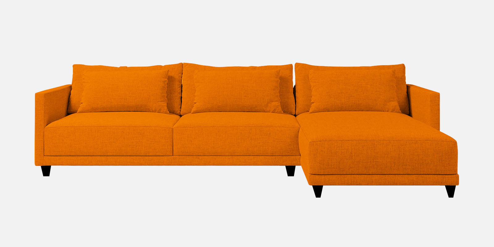 Kera Fabric LHS Sectional Sofa (3+Lounger) In Vivid Orange Colour - Febonic Living