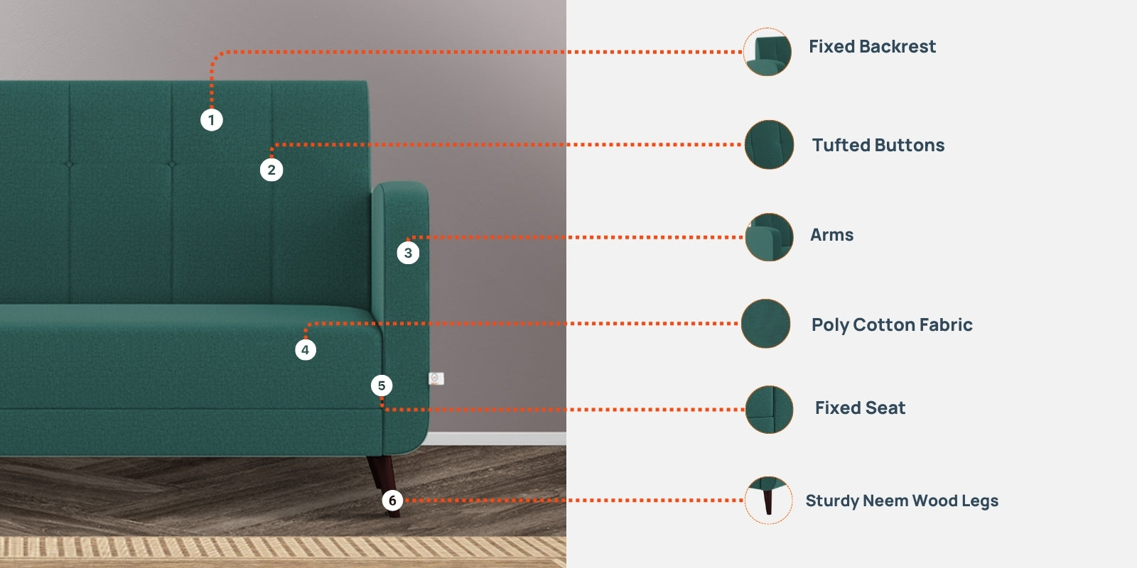 Wiki Velvet 3 Seater Sofa In Pubble Grey Colour - Febonic Living