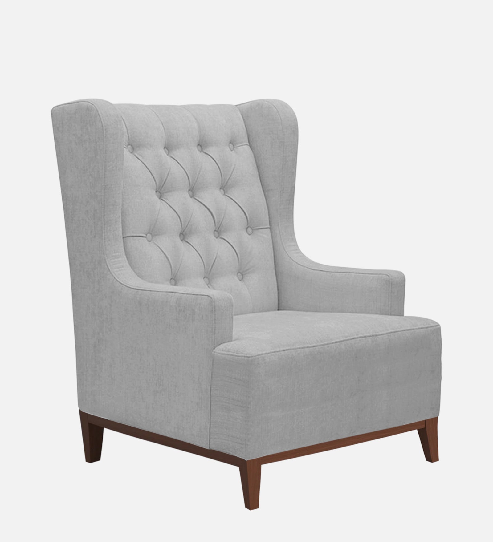 Kuchi Fabric Wing Chair In Lit Grey Colour - Febonic Living