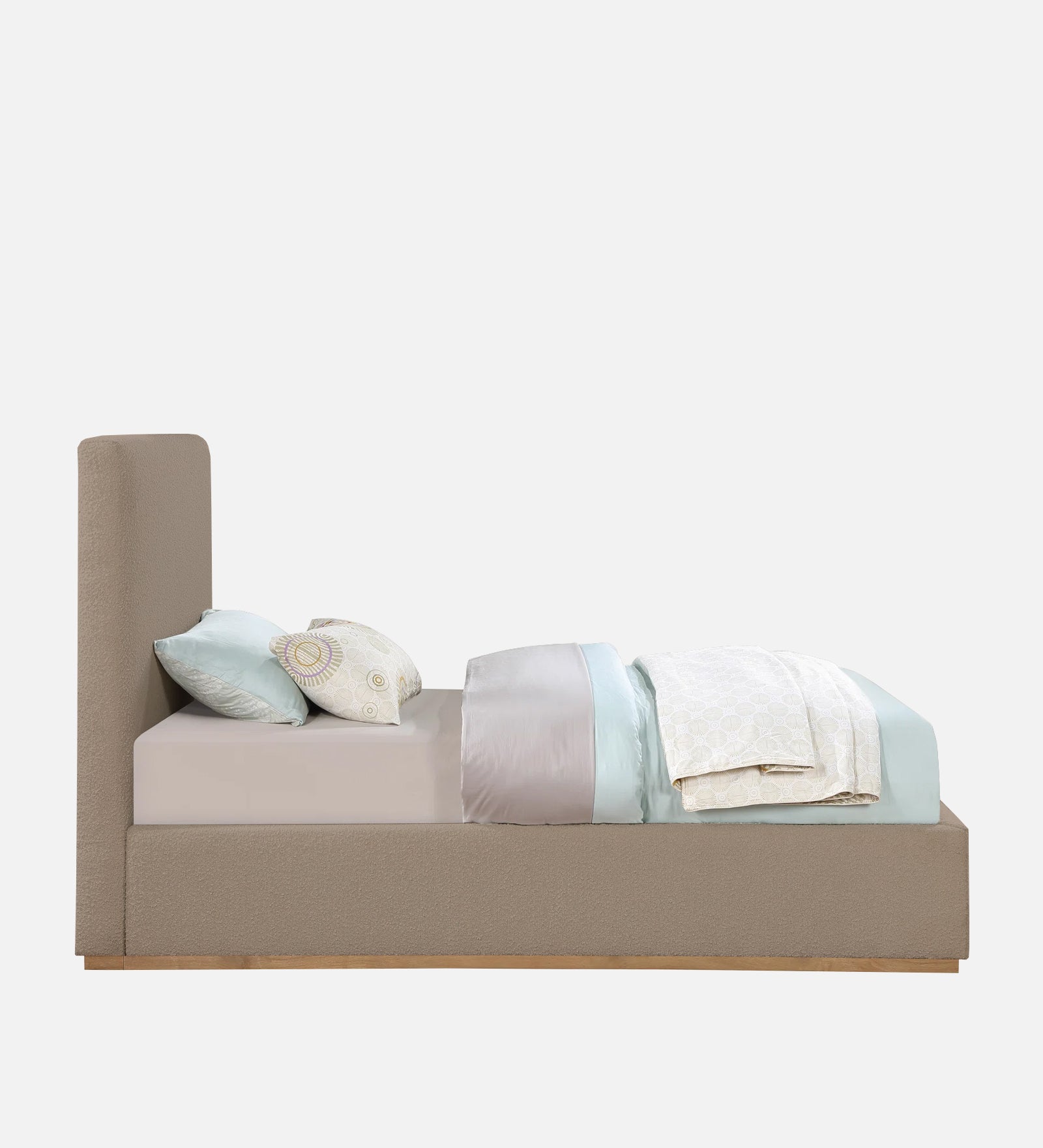 Eddy Boucle Fabric Single Bed in Mushroom Beige - Febonic Living