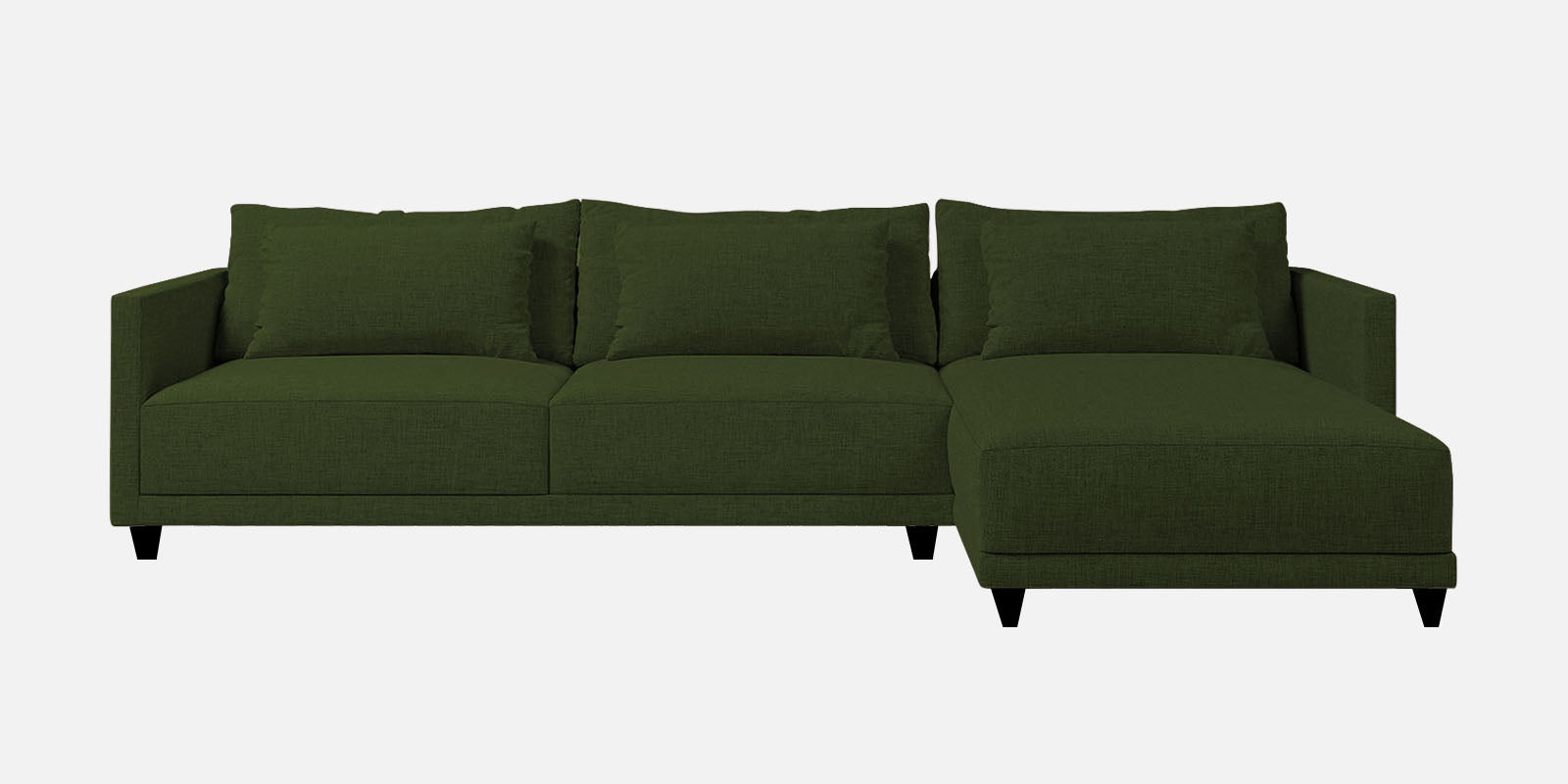 Kera Fabric LHS Sectional Sofa (3+Lounger) In Olive Green Colour - Febonic Living