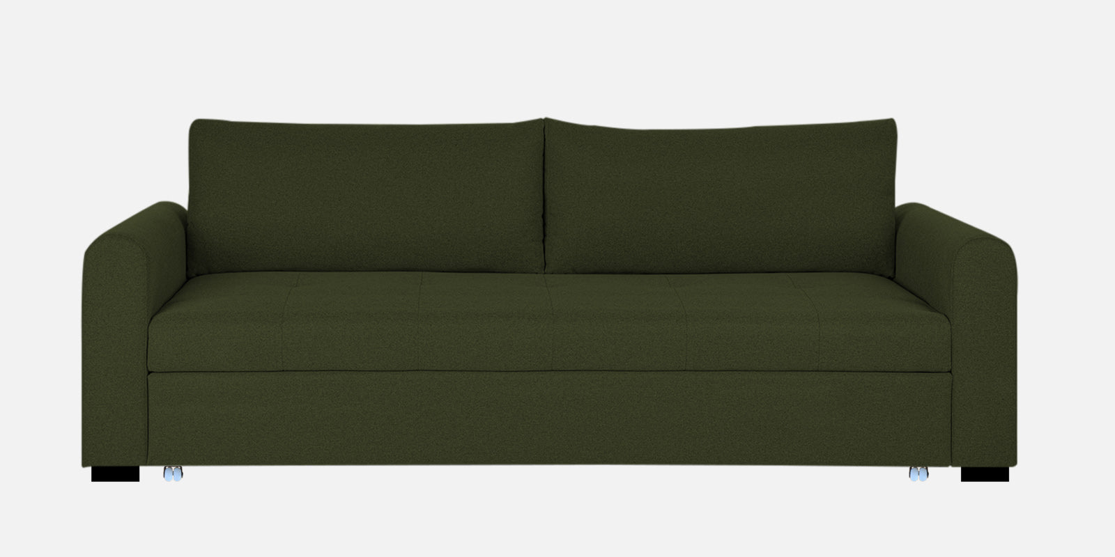 Sigma Fabric 3 Seater Pull Out Sofa Cum Bed In Olive Green Colour - Febonic Living