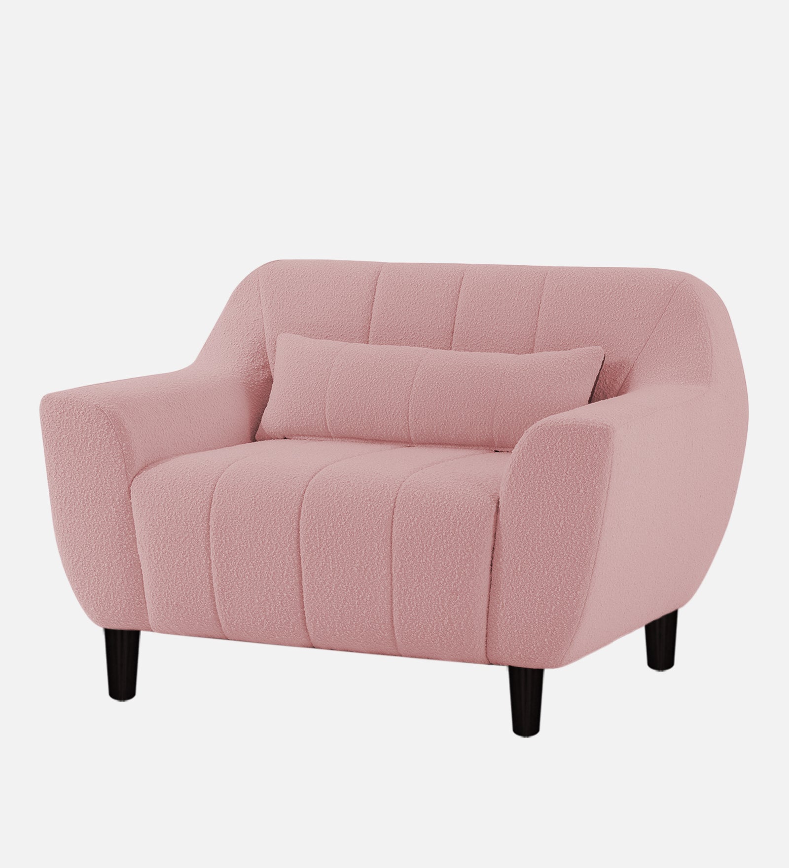 Nesco Boucle Fabric 1 Seater Sofa in Basi Pinc Colour