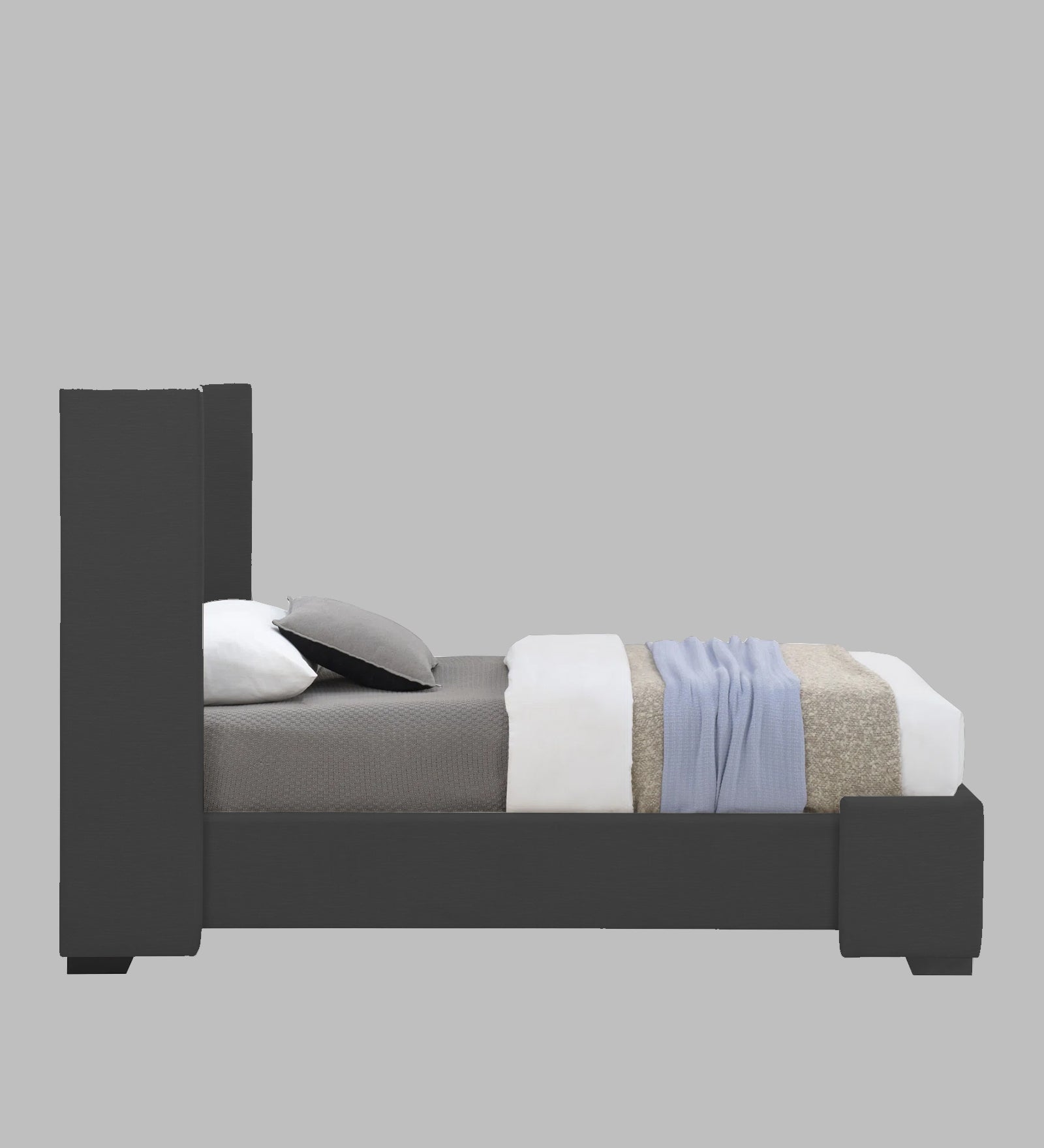 Kirby Fabric Upholstered Single Bed in Charcoal Grey Colour - Febonic Living