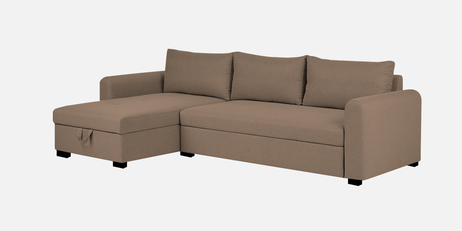 Sigma Fabric RHS Sectional Sofa (3+Lounger) In Cookie Beige Colour - Febonic Living