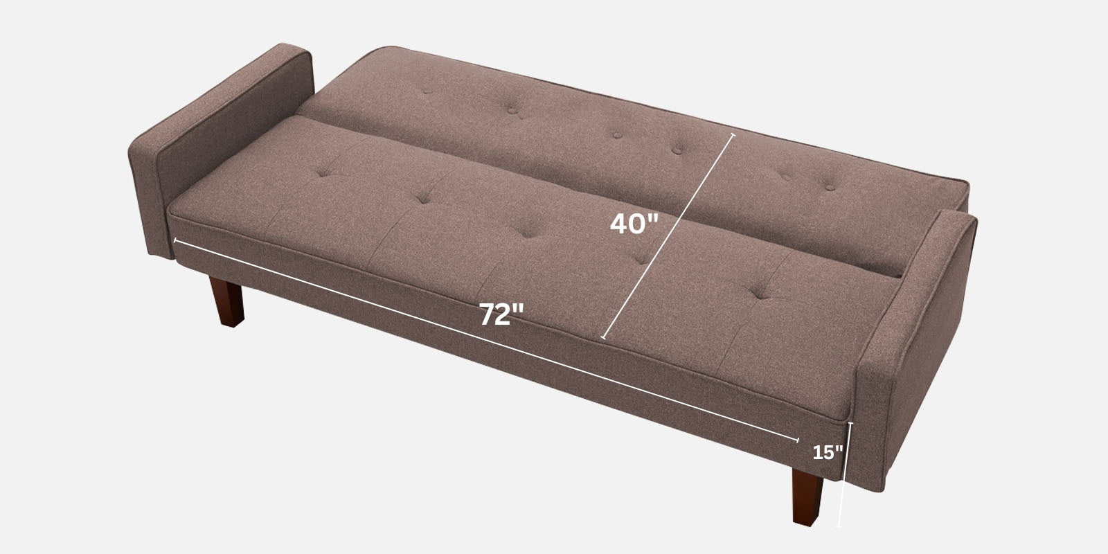 Nebia Fabric 3 Seater Convertible Sofa Cum Bed In Caspa Brown Colour - Febonic Living