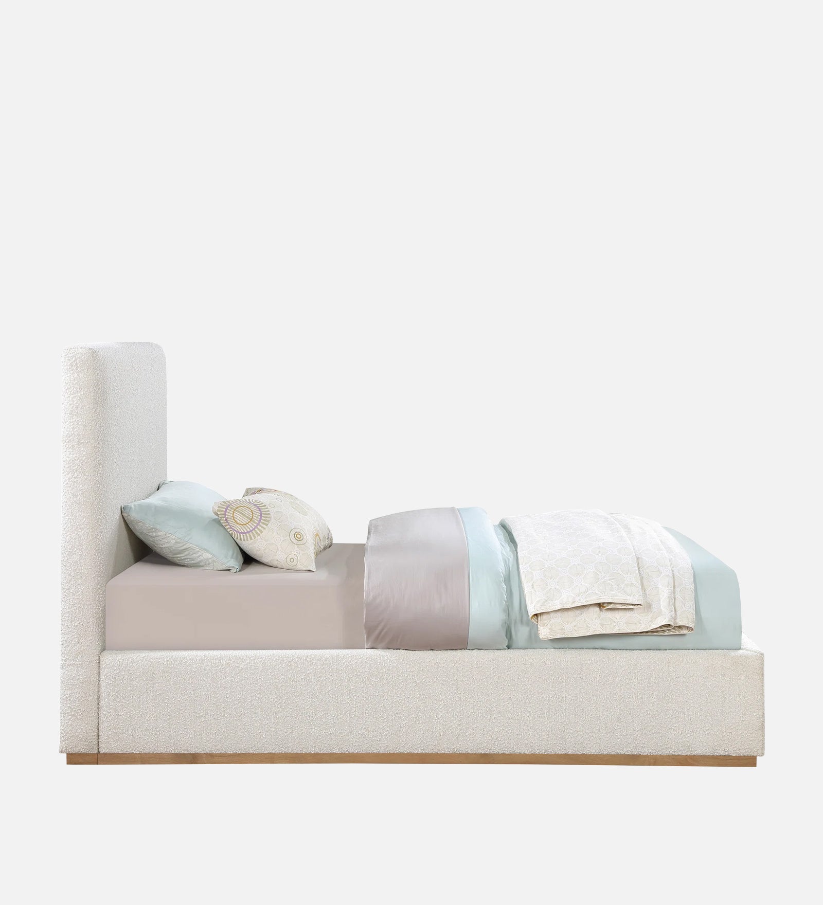 Eddy Boucle Fabric Single Bed in Shell White - Febonic Living