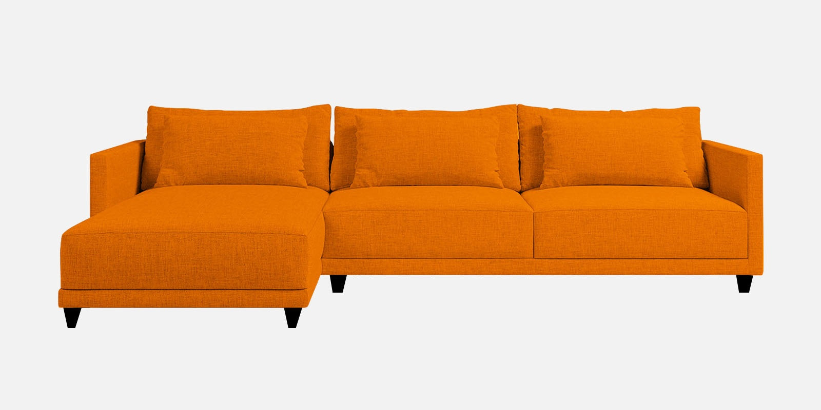 Kera Fabric RHS Sectional Sofa (3+Lounger) In Vivid Orange Colour - Febonic Living