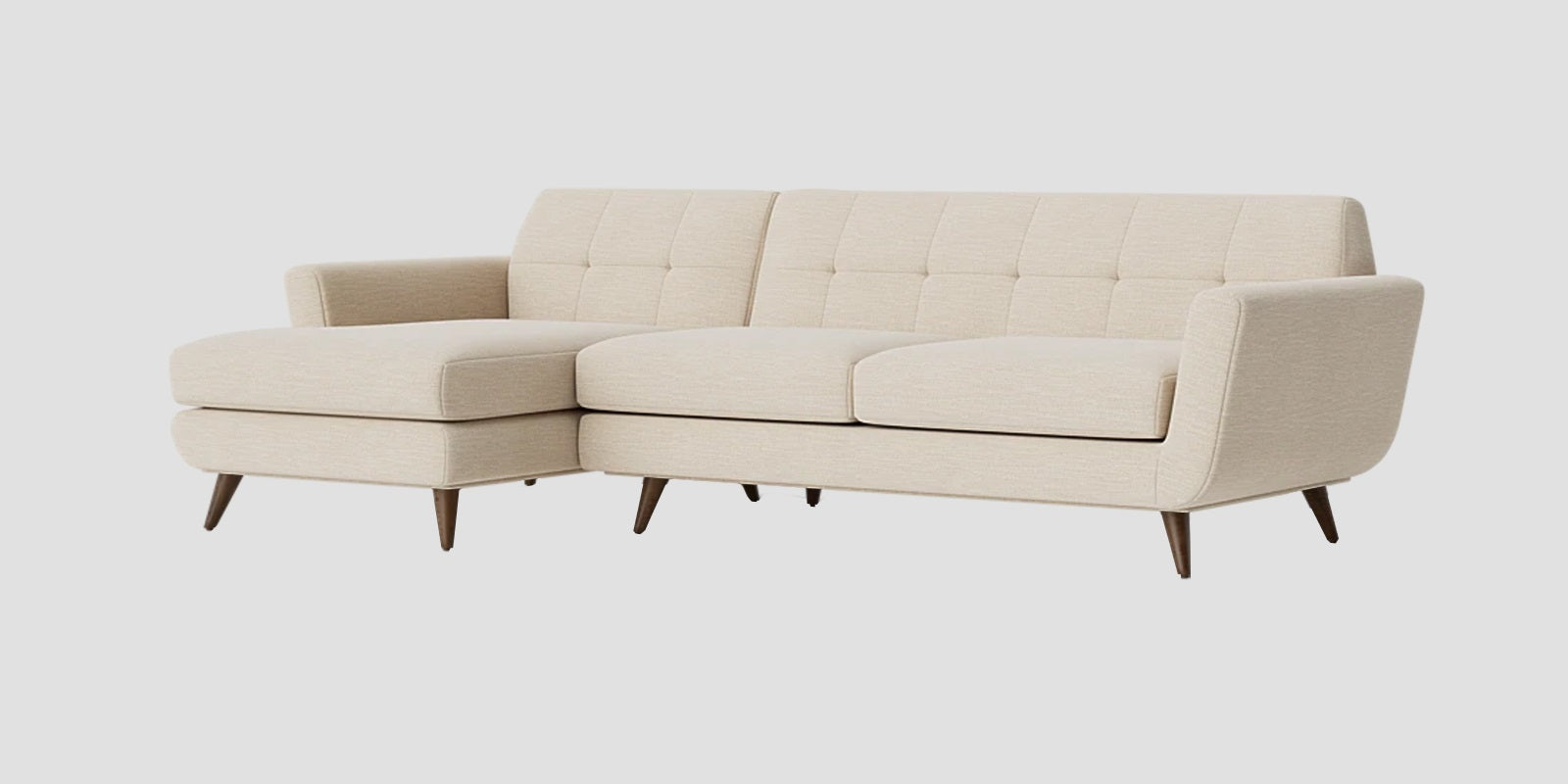 Jasmin Fabric RHS Sectional Sofa (3+ Lounger) In Ivory Cream Colour - Febonic Living