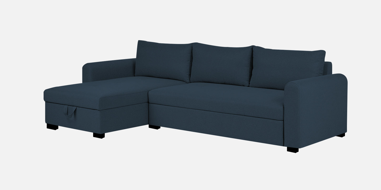 Sigma Fabric RHS Sectional Sofa (3+Lounger) In Denim Blue Colour - Febonic Living