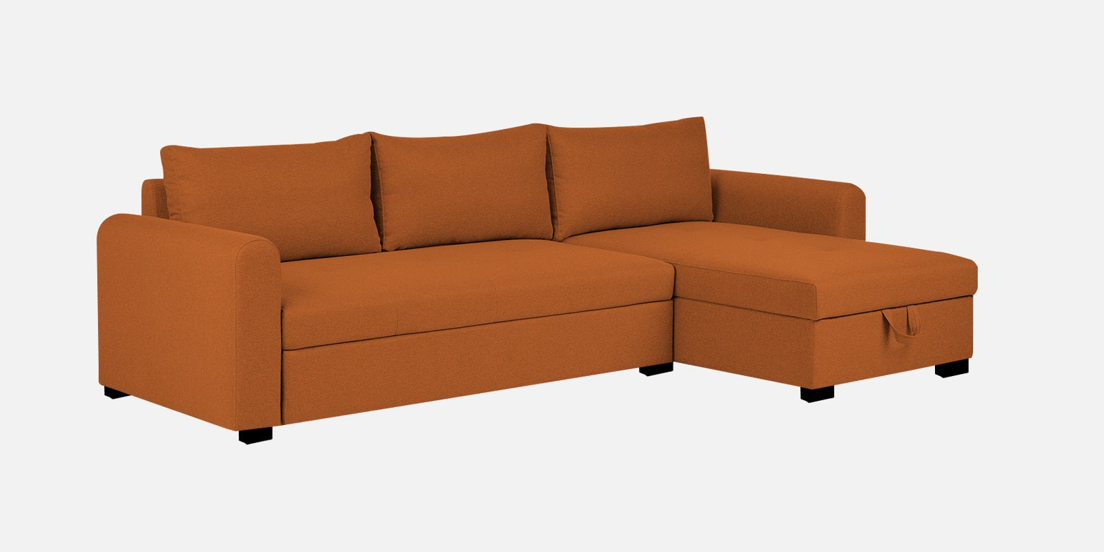 Sigma Fabric LHS Sectional Sofa (3+Lounger) In Vivid Orange Colour - Febonic Living