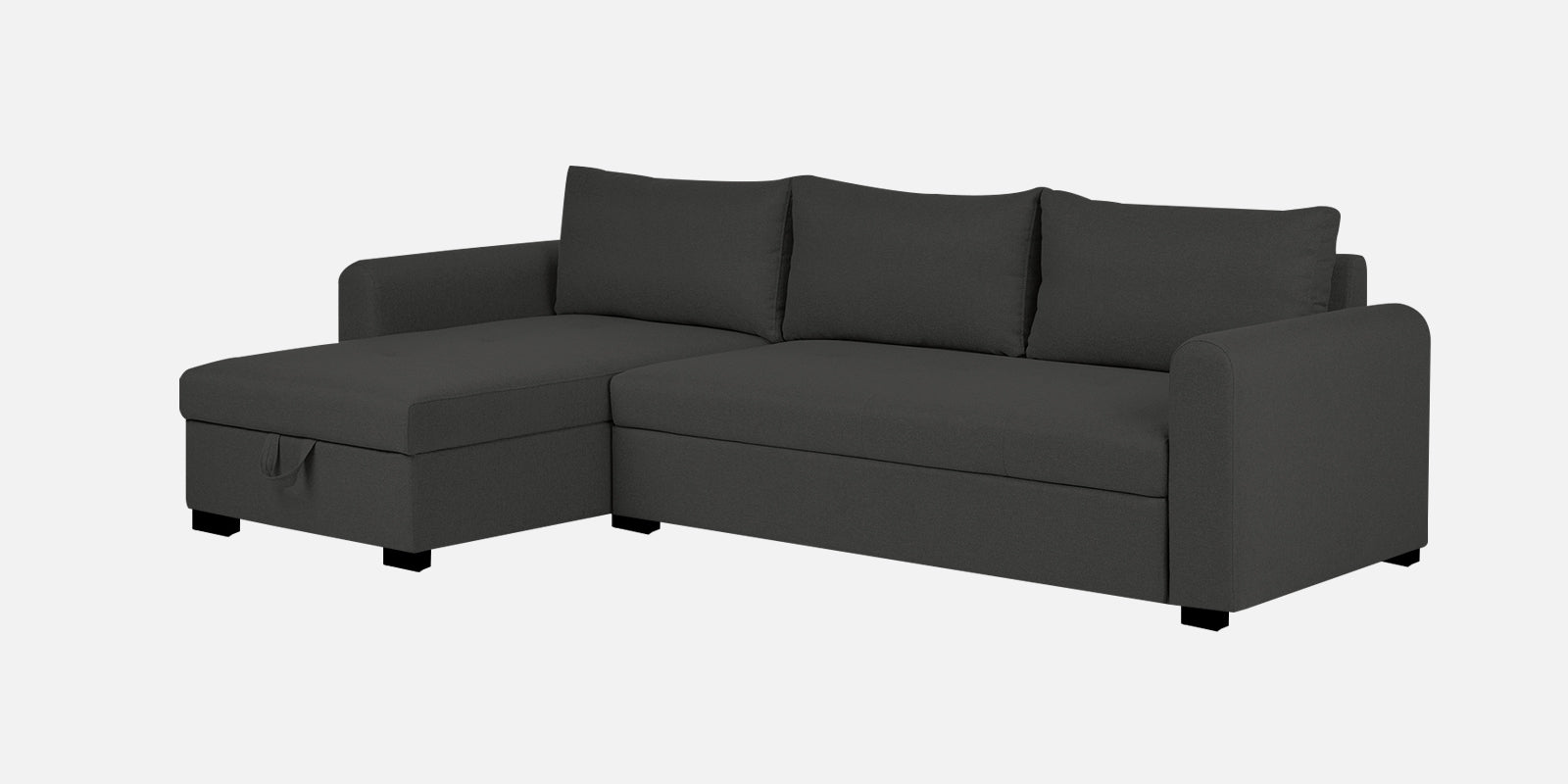 Sigma Fabric RHS Sectional Sofa (3+Lounger) In Charcoal Grey Colour - Febonic Living