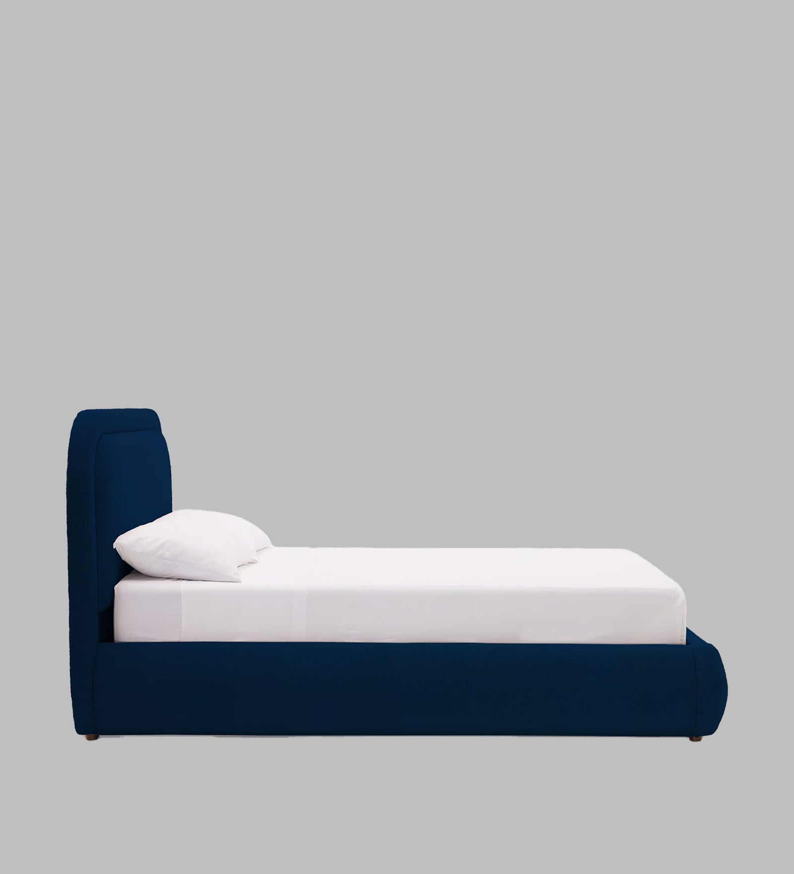 Nemo Boucle Fabric Queen Size Bed in Classic Blue Colour - Febonic Living