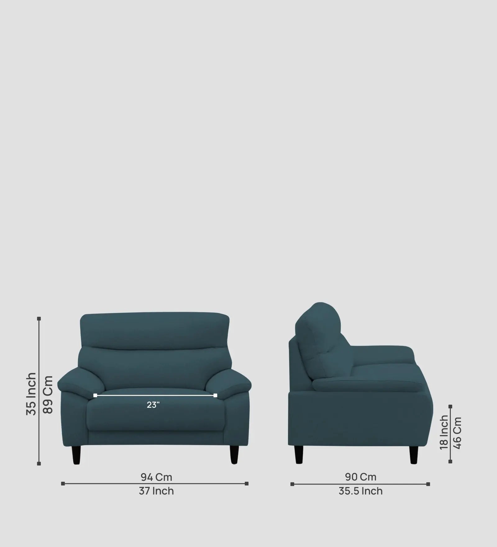Zibby Fabric 1 Seater Sofa In Sea Blue Colour Febonic Living