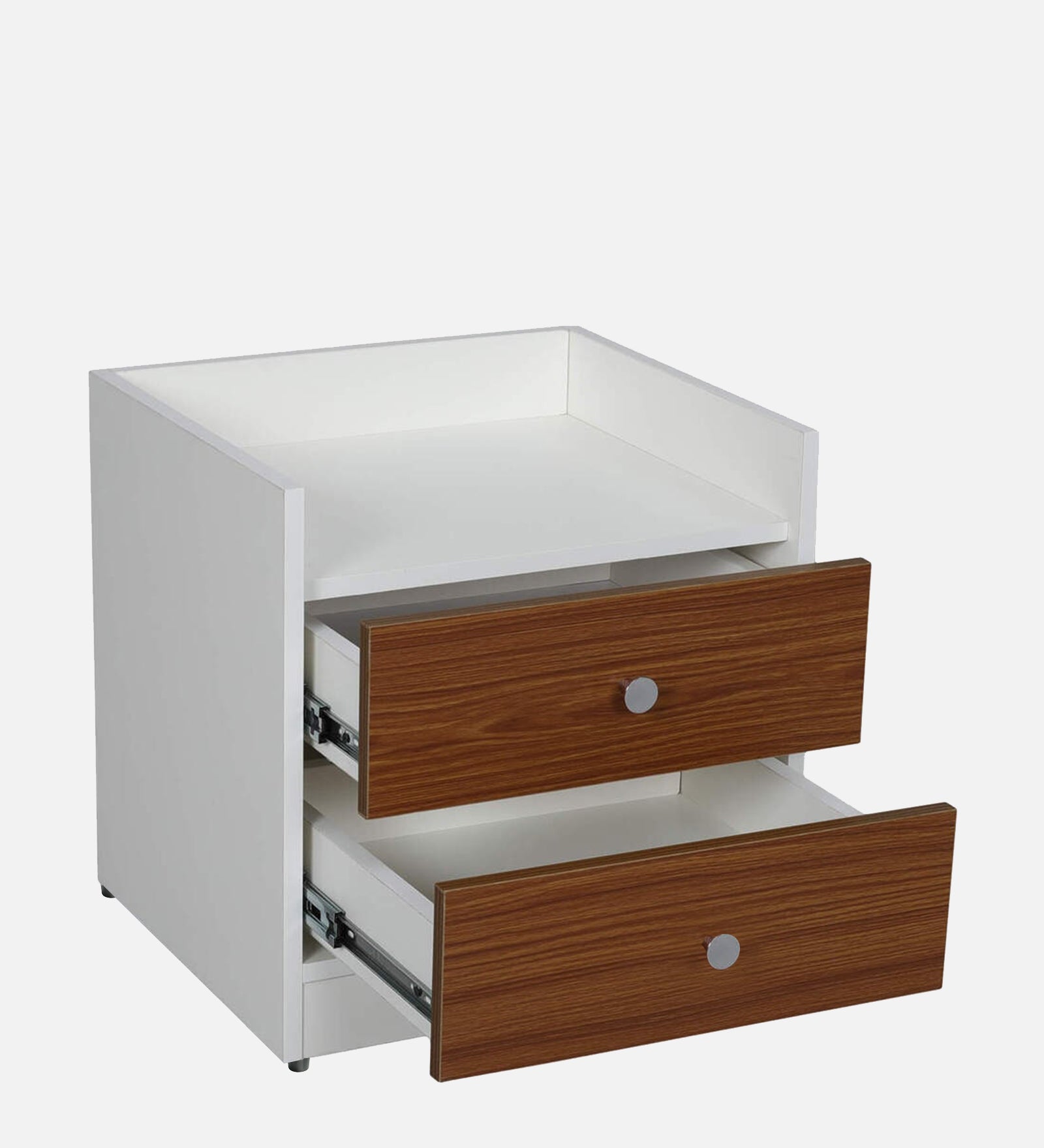 Vexa Bedside Table With Drawer in Oral Walnut & Frosty White Finish - Febonic Living