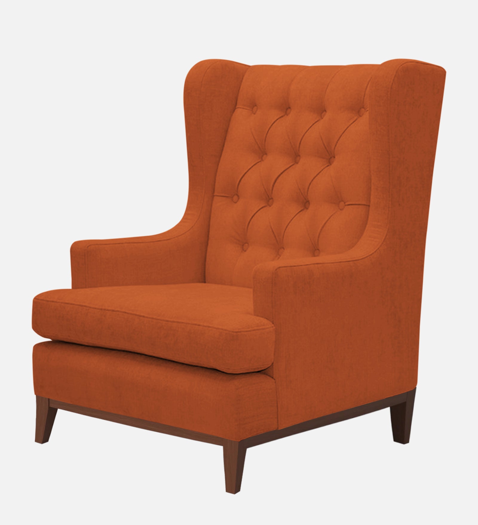 Panas Fabric Wing Chair In Vivid Orange Colour - Febonic Living