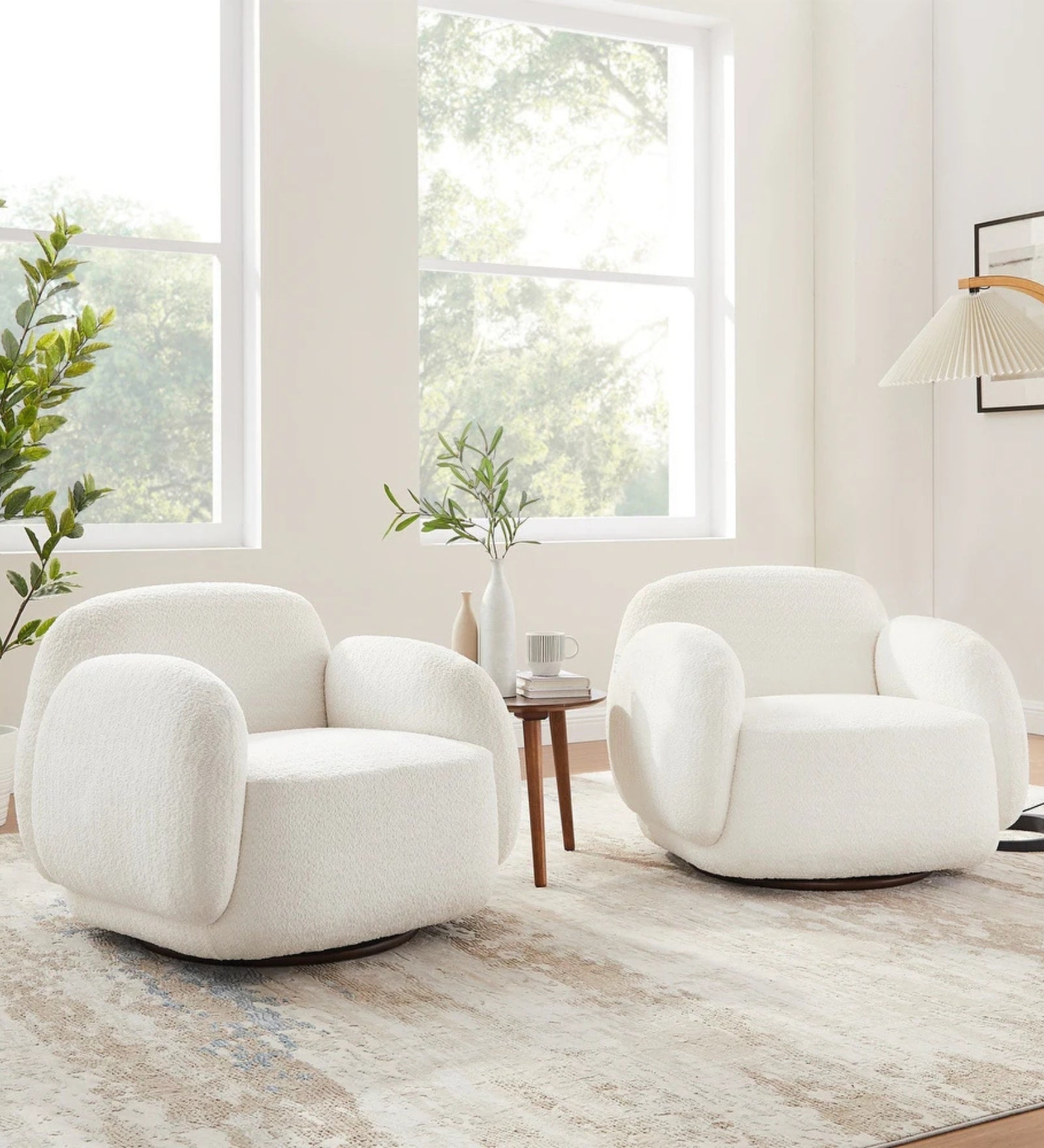 Murphy Fabric Swivel Chair in Ivory Cream Colour
