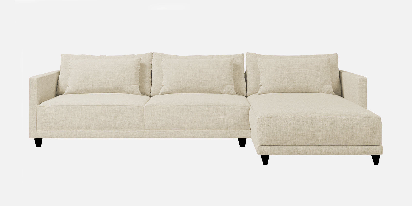 Kera Fabric LHS Sectional Sofa (3+Lounger) In Ivory Cream Colour - Febonic Living