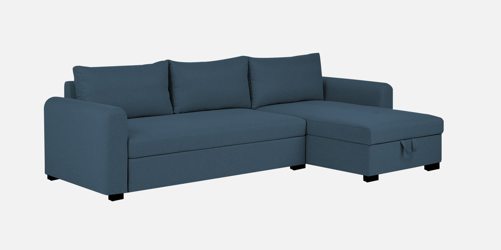 Sigma Fabric LHS Sectional Sofa (3+Lounger) In Light Blue Colour - Febonic Living