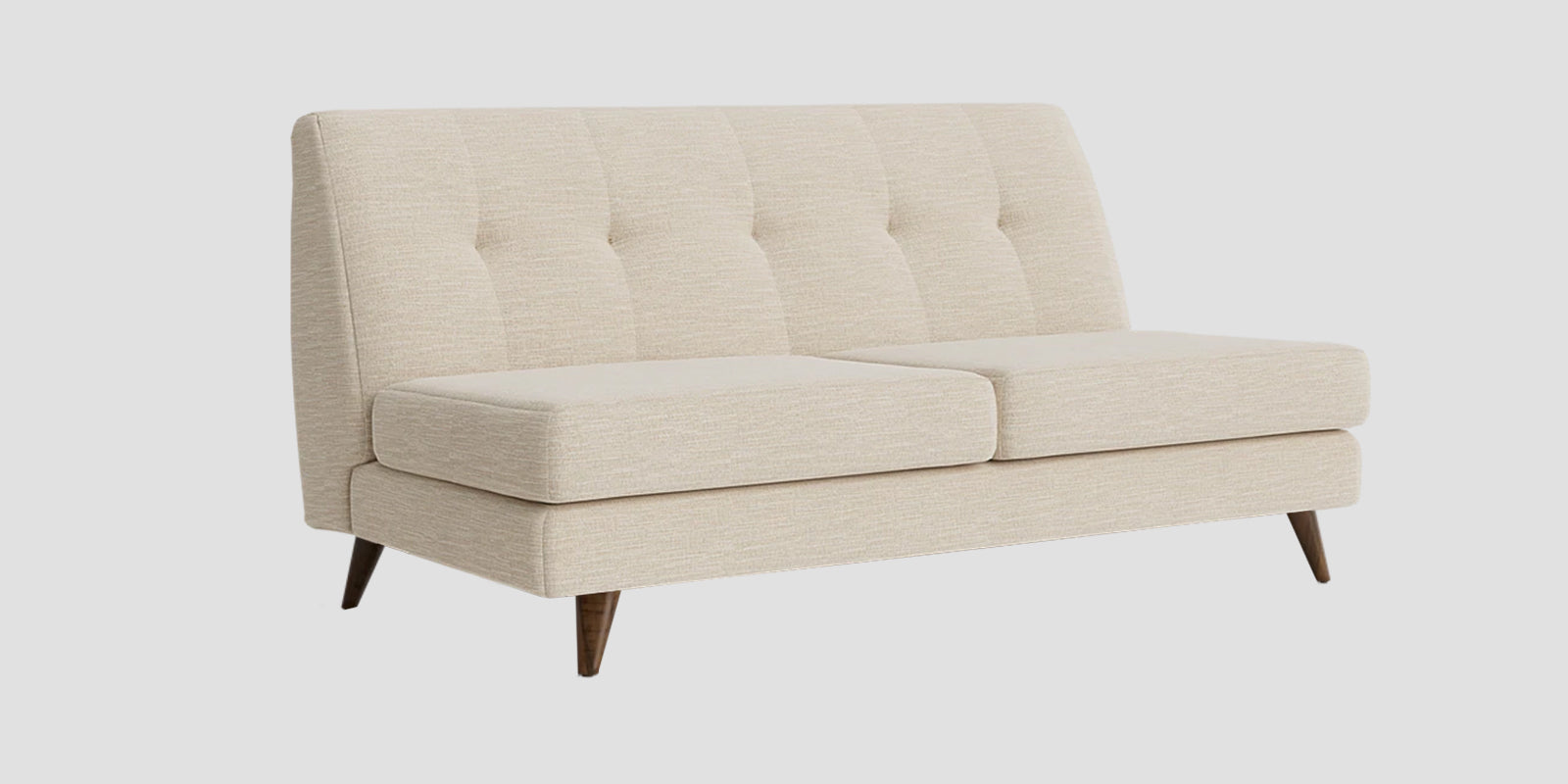Jasmin Fabric 2 Seater Armless Sofa In Ivory Cream Colour - Febonic Living