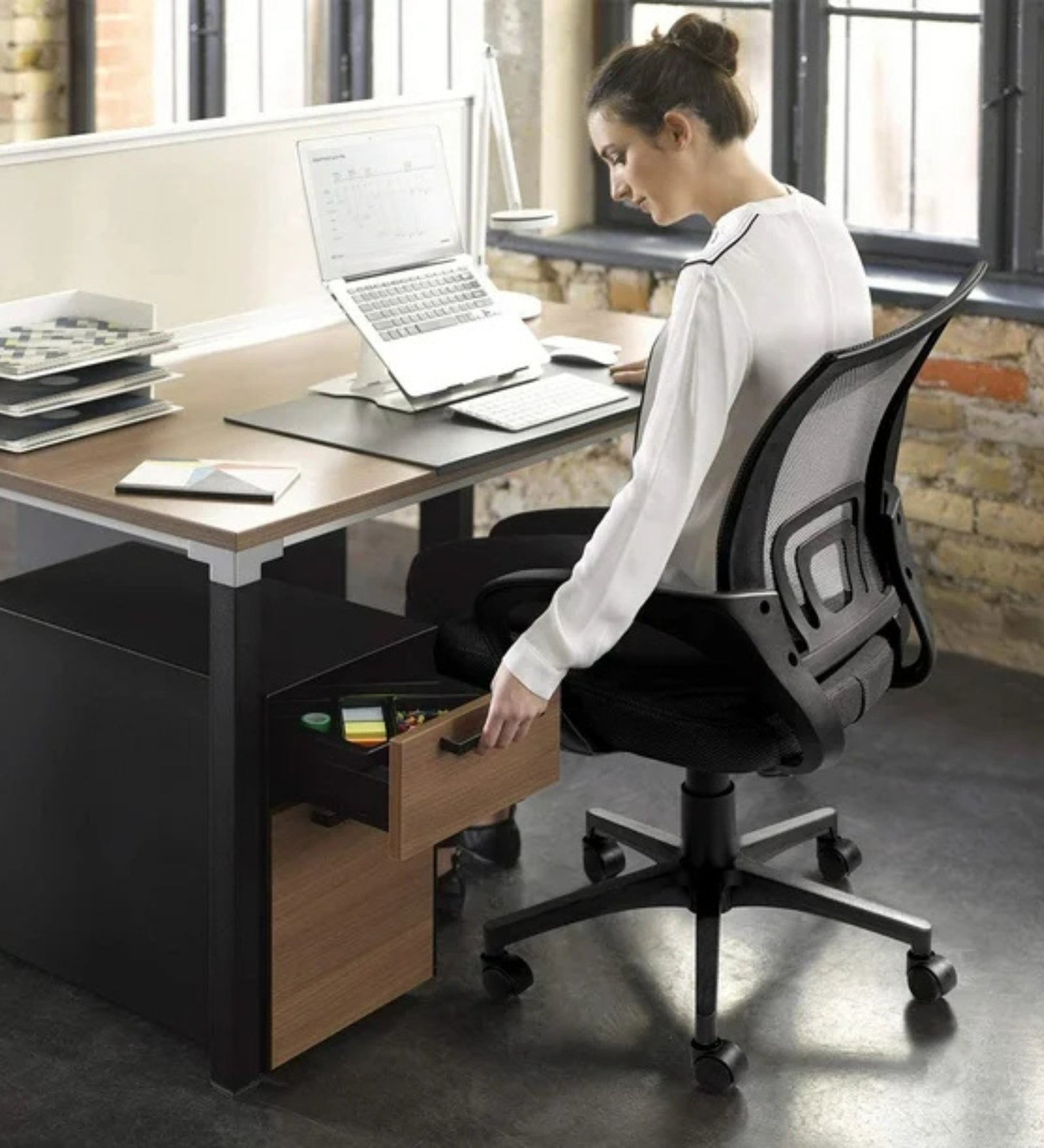 Panda Adjustable Mid Back Office Chair With Coco Black Colour - Febonic Living