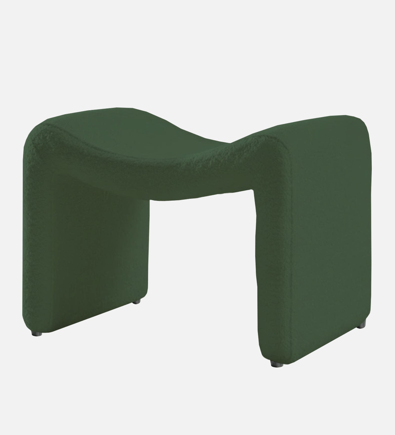 Olive Boucle Foot Stool In Bottle Green Colour - Febonic Living