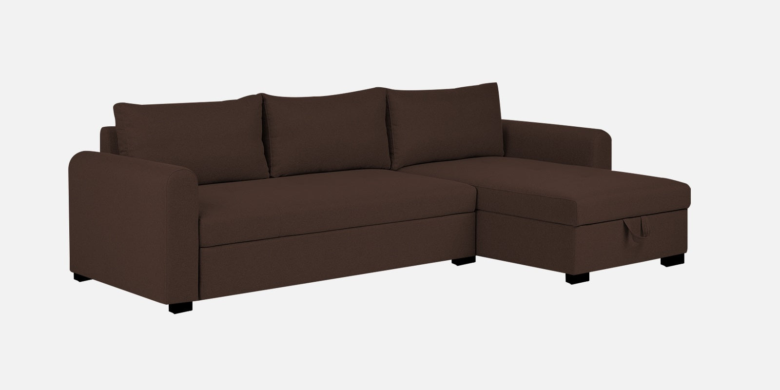 Sigma Fabric LHS Sectional Sofa (3+Lounger) In Coffee Brown Colour - Febonic Living