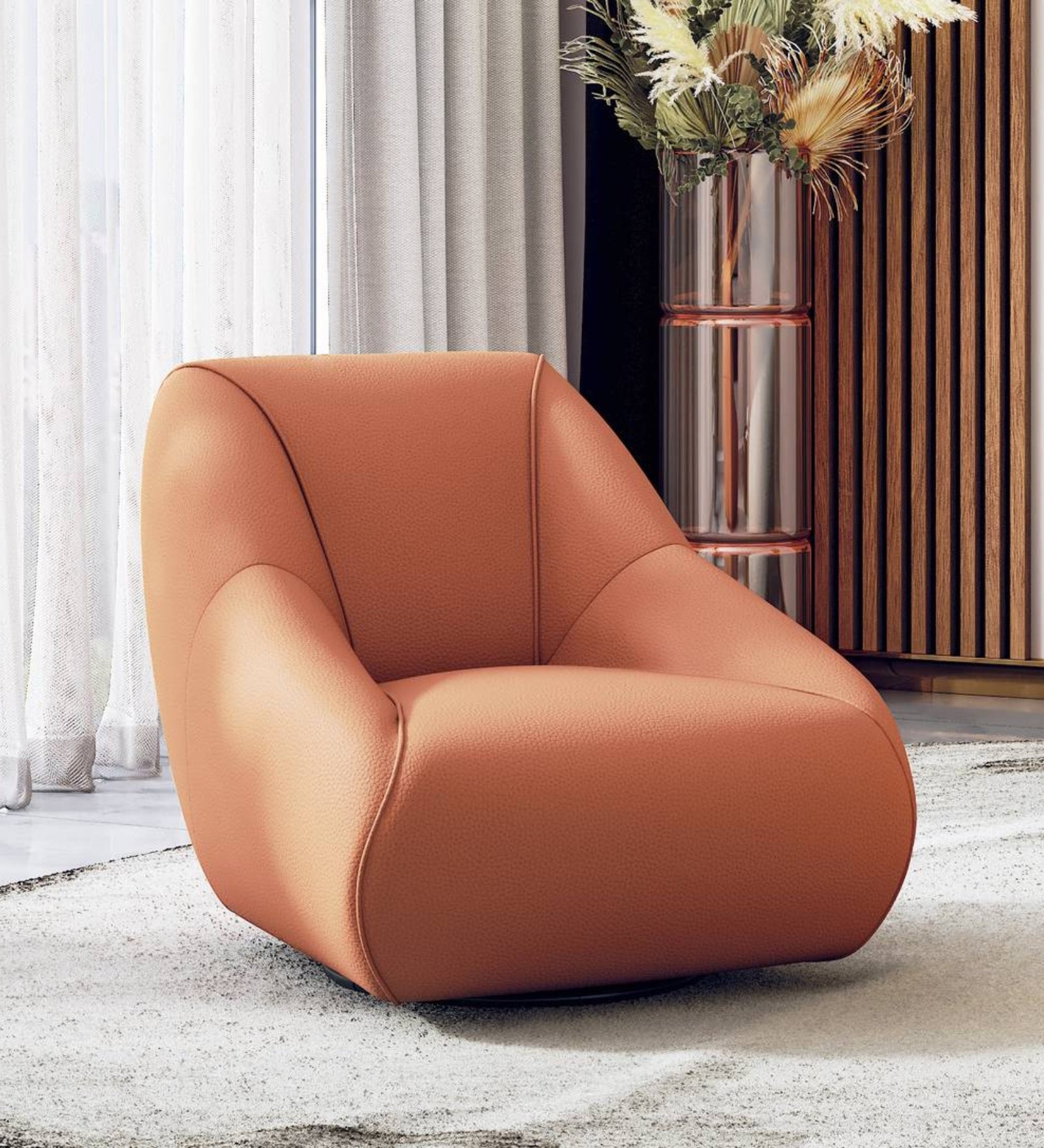 Willow Leatherette Swivel Chair in Brown Colour