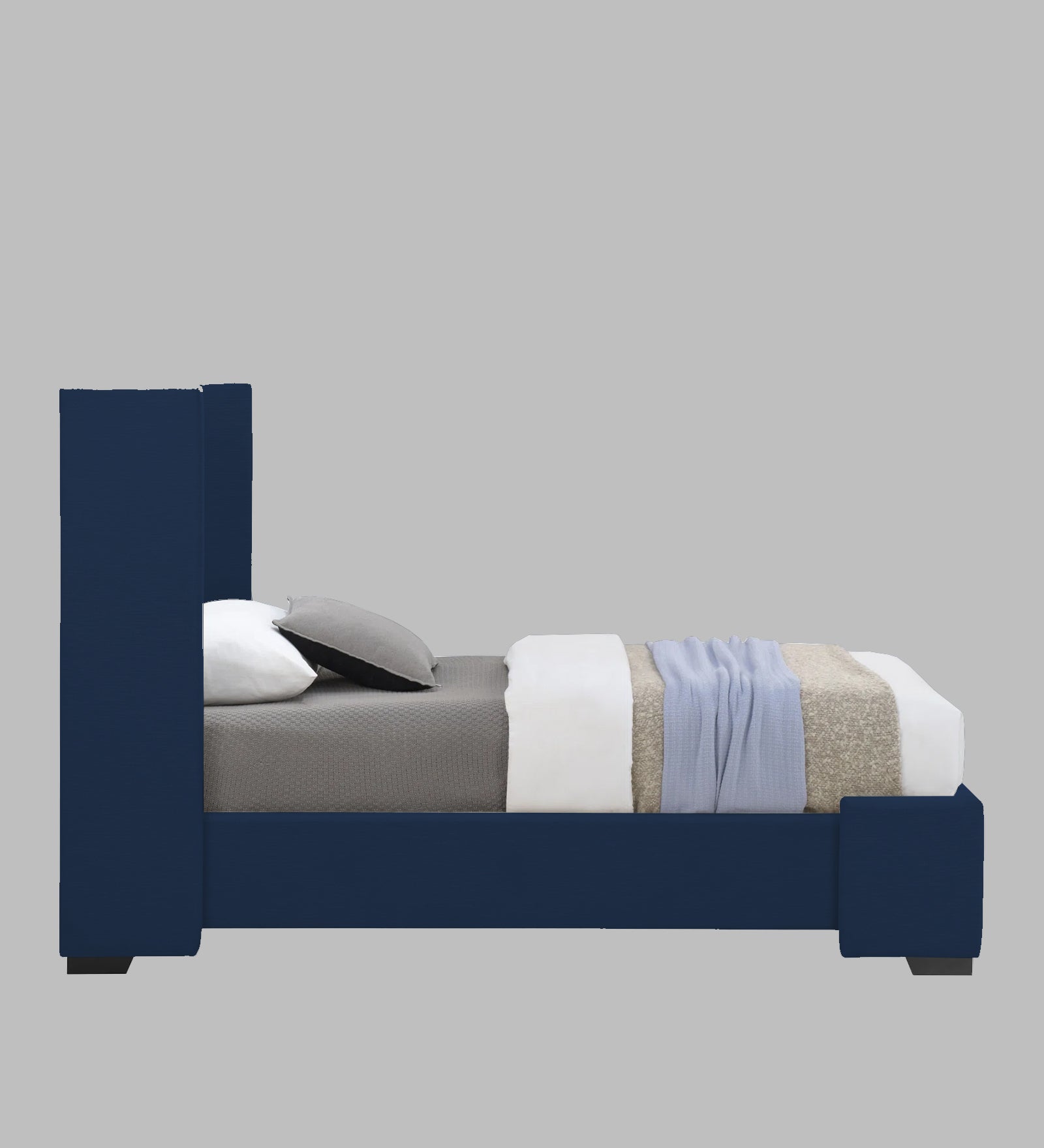 Kirby Fabric Upholstered Single Bed in Royal Blue Colour - Febonic Living