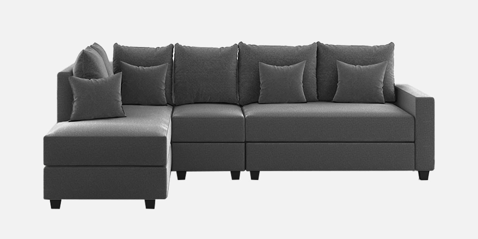 Ginny Fabric RHS Sectional Sofa (3+Lounger) In Charcoal Grey Colour - Febonic Living