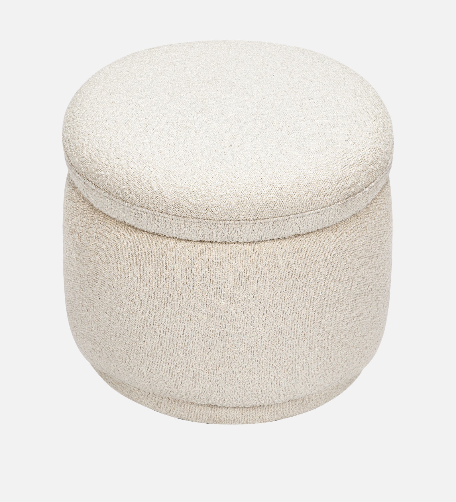 Noki Boucle Fabric Ottoman In Bright White Colour With Storage - Febonic Living