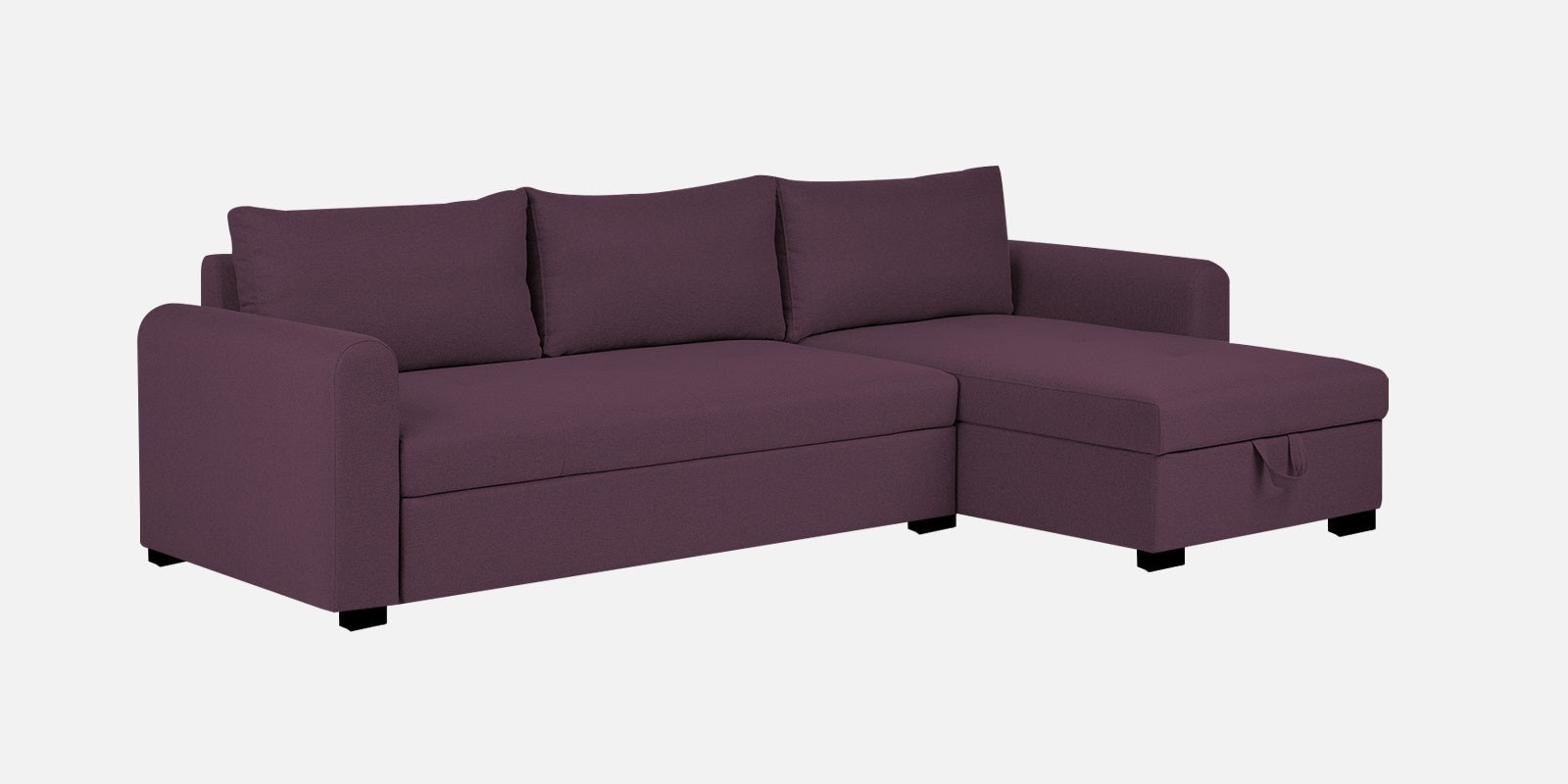 Sigma Fabric LHS Sectional Sofa (3+Lounger) In Greek Purple Colour - Febonic Living