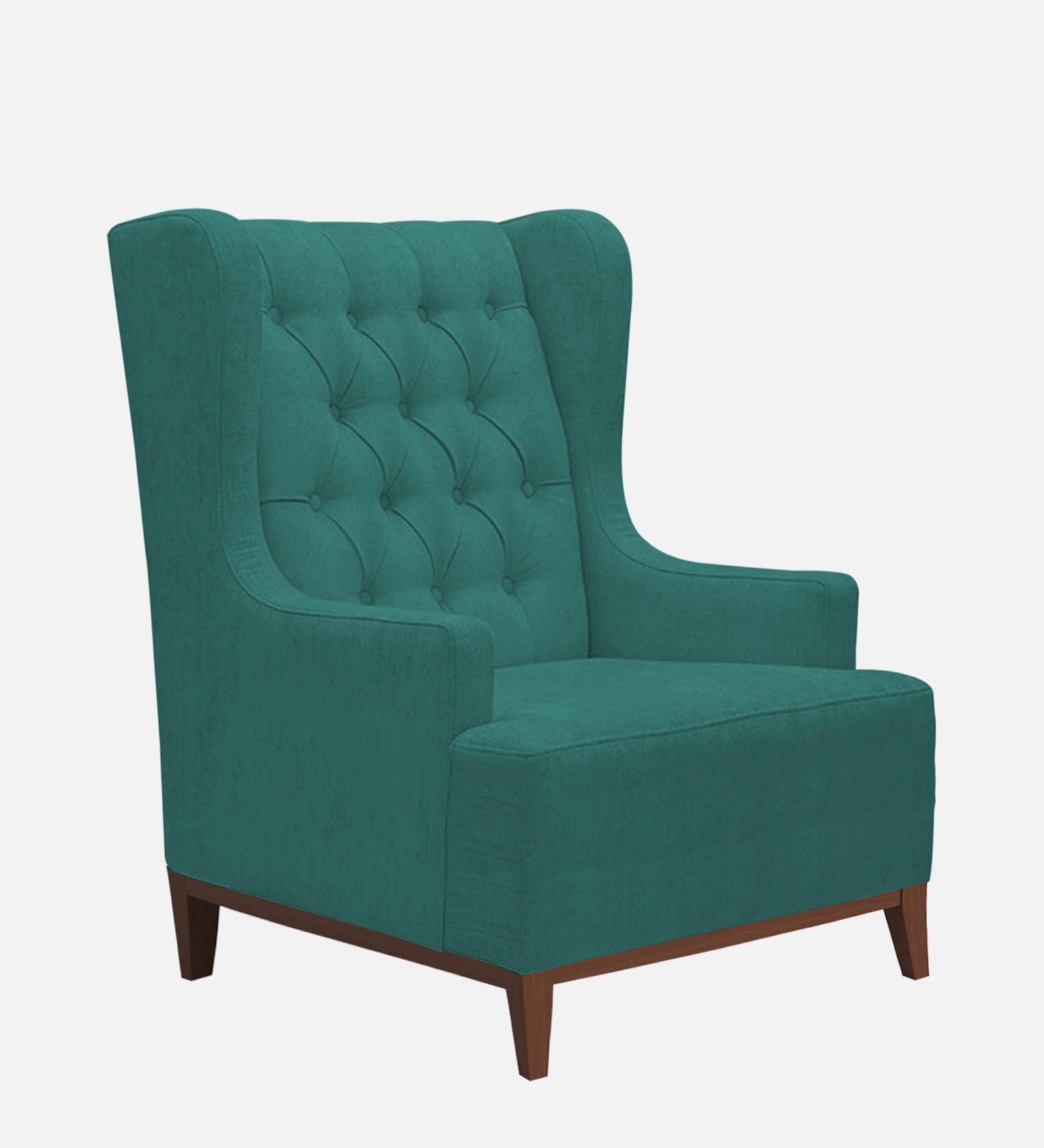 Kuchi Fabric Wing Chair In Sea Green Colour - Febonic Living