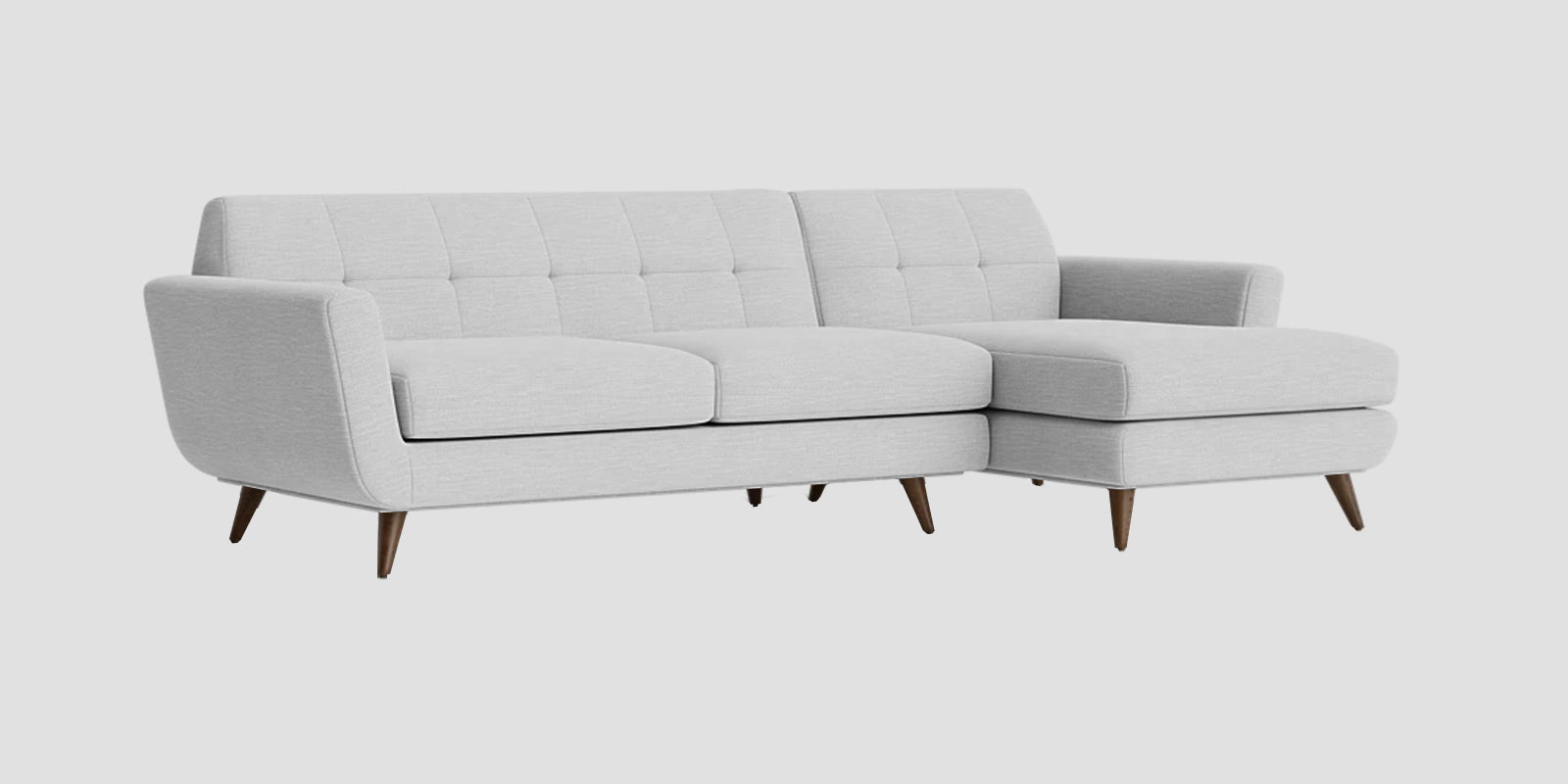 Jasmin Fabric LHS Sectional Sofa (3+ Lounger) In Lit Grey Colour - Febonic Living