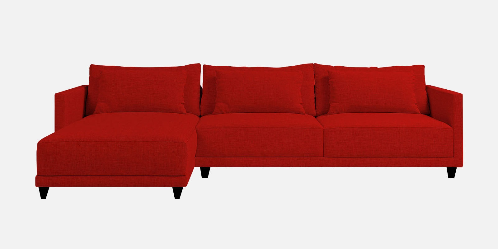 Kera Fabric RHS Sectional Sofa (3+Lounger) In Ruby Red Colour - Febonic Living