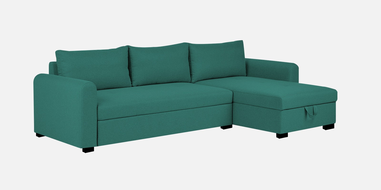 Sigma Fabric LHS Sectional Sofa (3+Lounger) In Sea Green Colour - Febonic Living