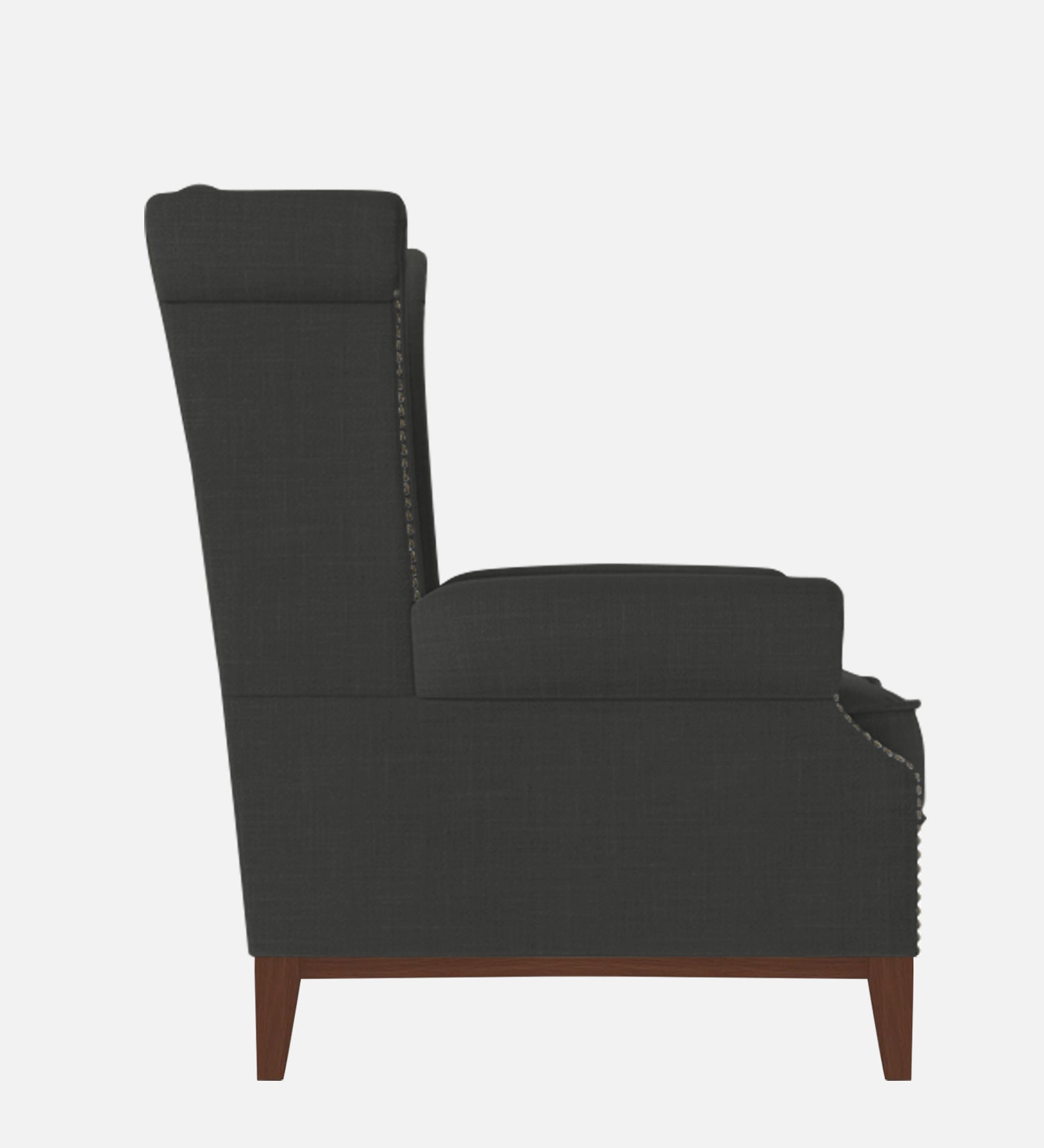 Nory Fabric Wing Chair In Charcoal Grey Colour - Febonic Living