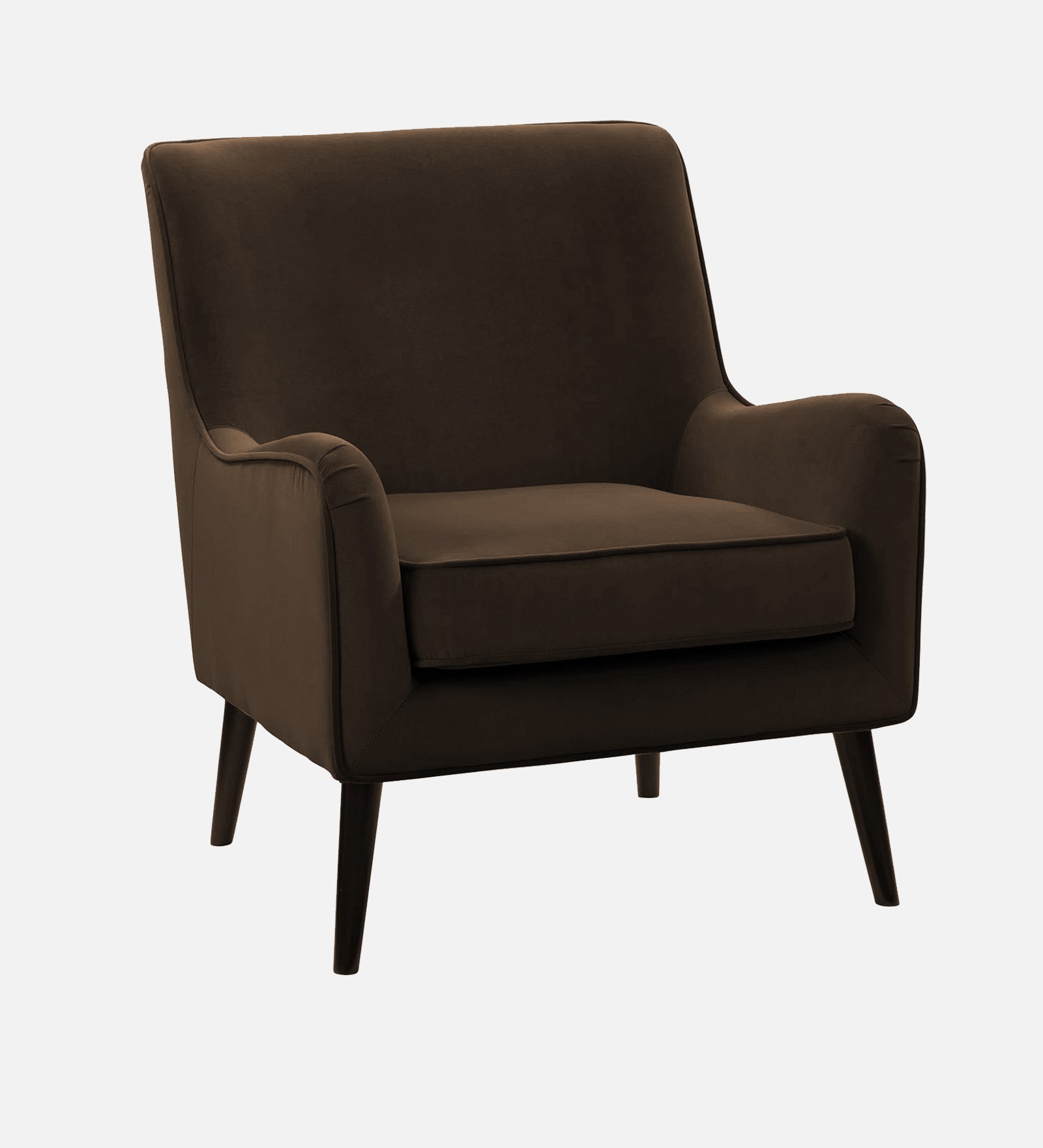 Ame Velvet Upholstered Arm Chair In Cholocate Brown Colour - Febonic Living