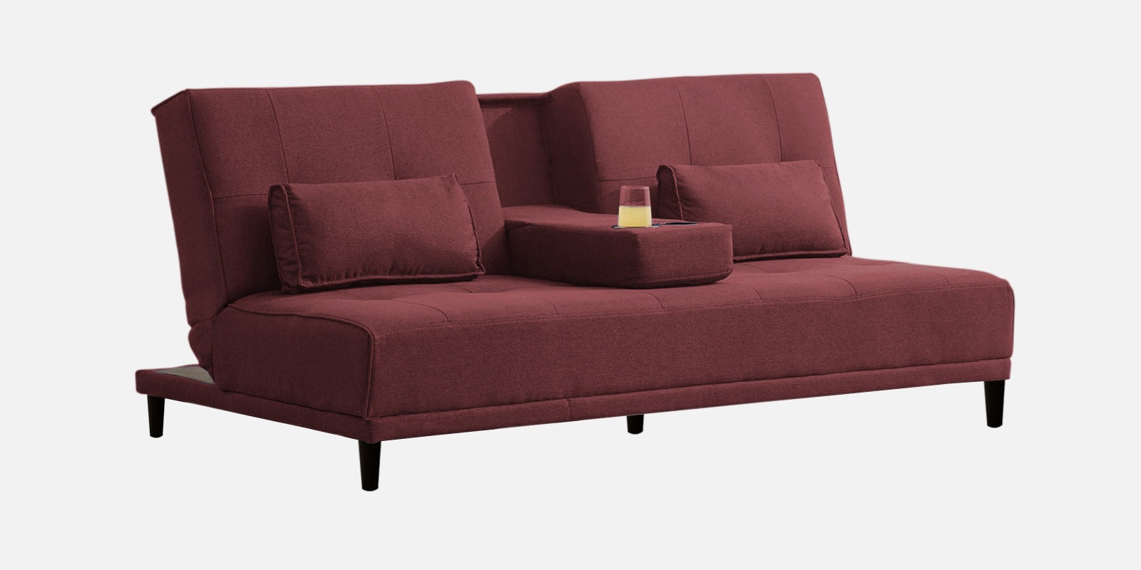 Jerry Fabric 3 Seater Convertible Sofa Cum Bed In Blaze Red Colour - Febonic Living