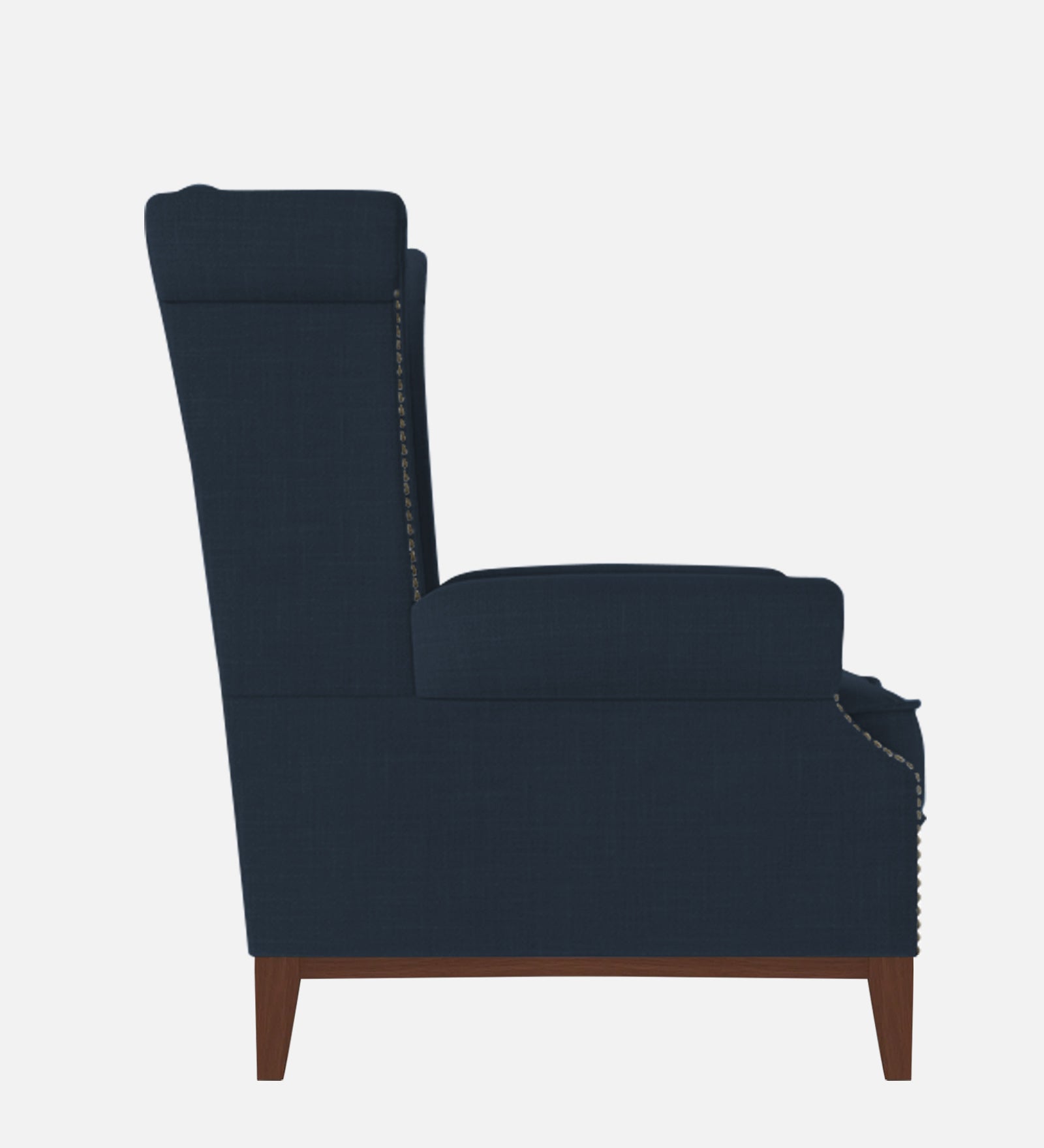 Nory Fabric Wing Chair In Denim Blue Colour - Febonic Living
