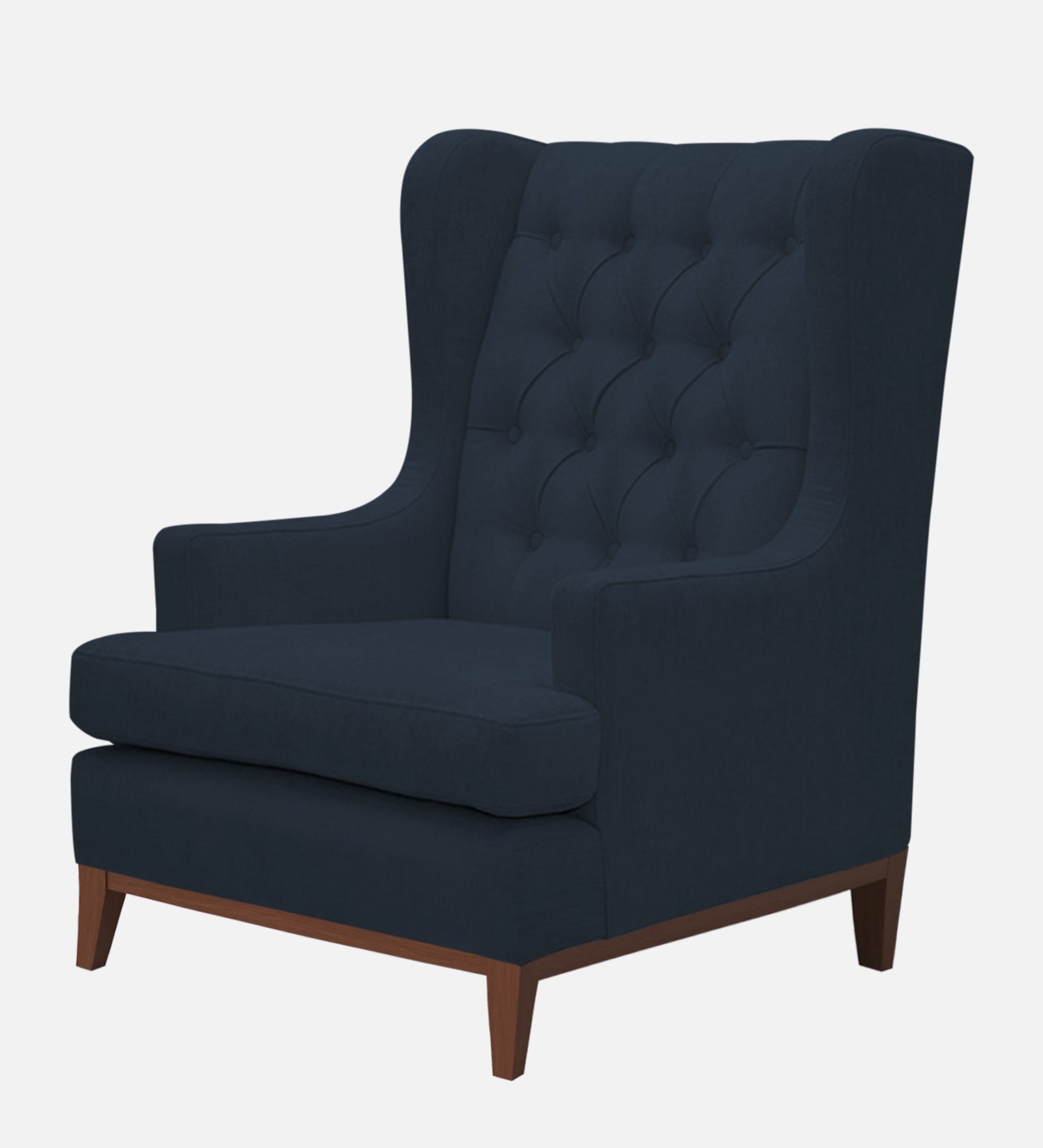 Panas Fabric Wing Chair In Denim Blue Colour - Febonic Living