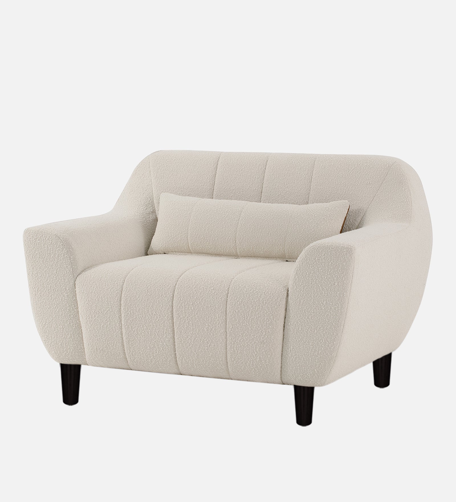 Nesco Boucle Fabric 1 Seater Sofa in Bright White Colour