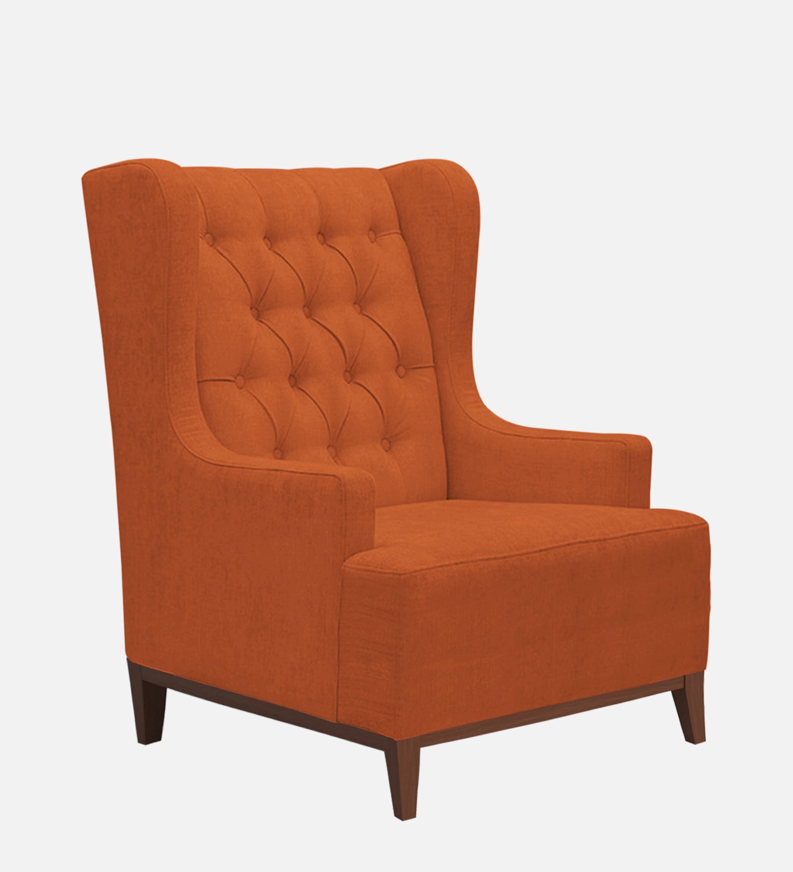 Kuchi Fabric Wing Chair In Vivid Orange Colour - Febonic Living